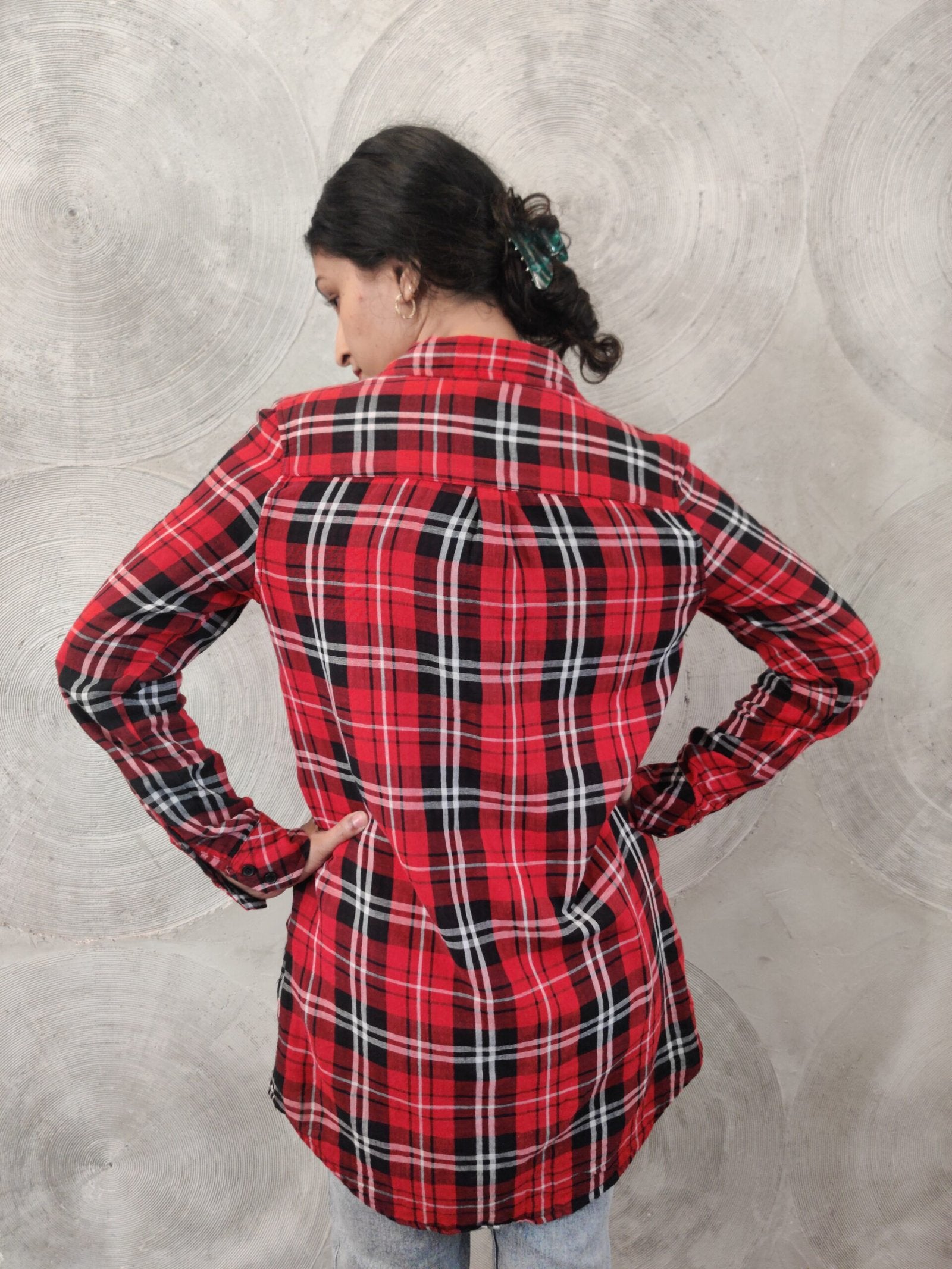 FOREVER21- Red and Black Checked Shirt Dress