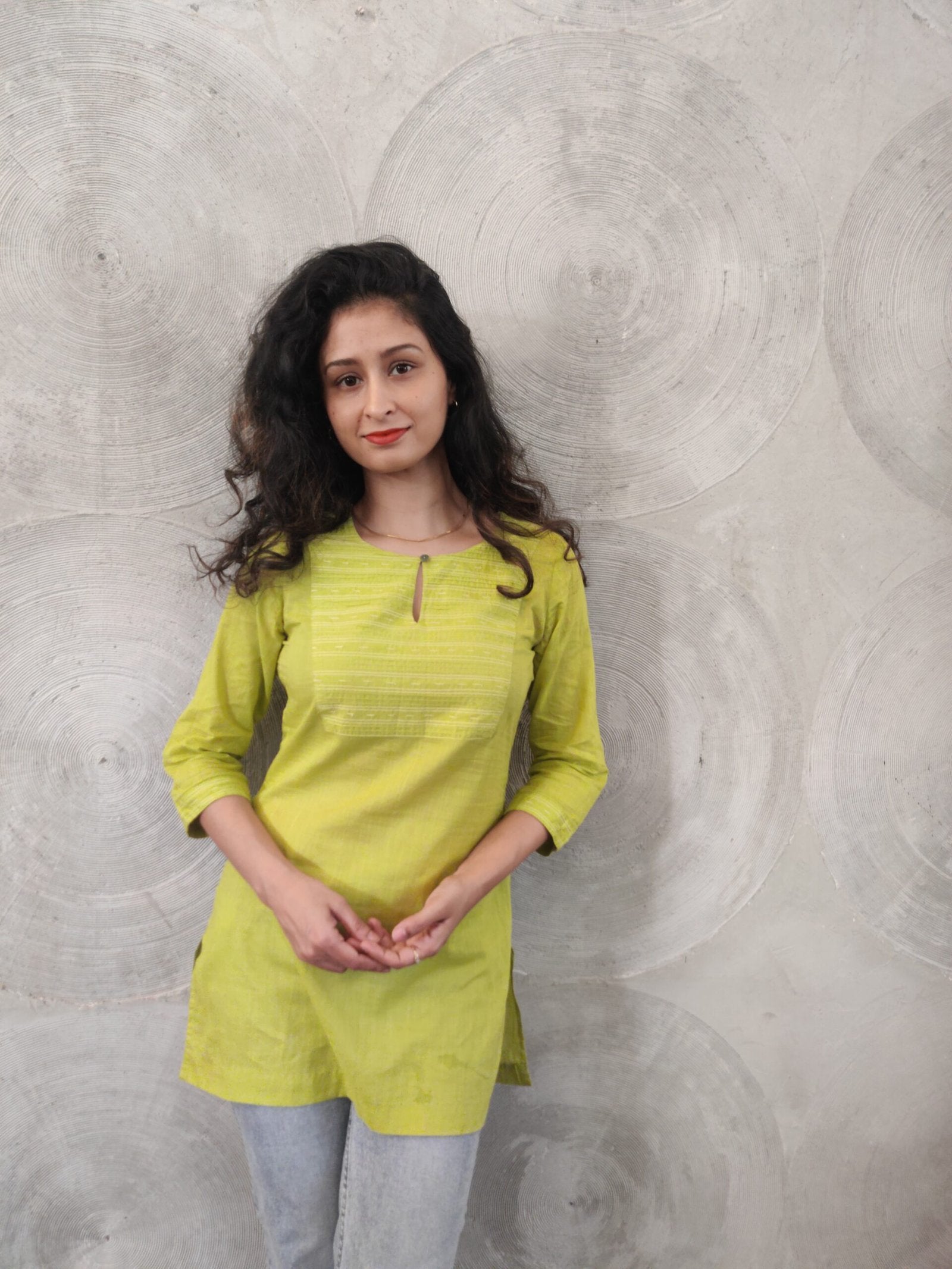 FABINDIA- Pure Cotton Green Short Kurta