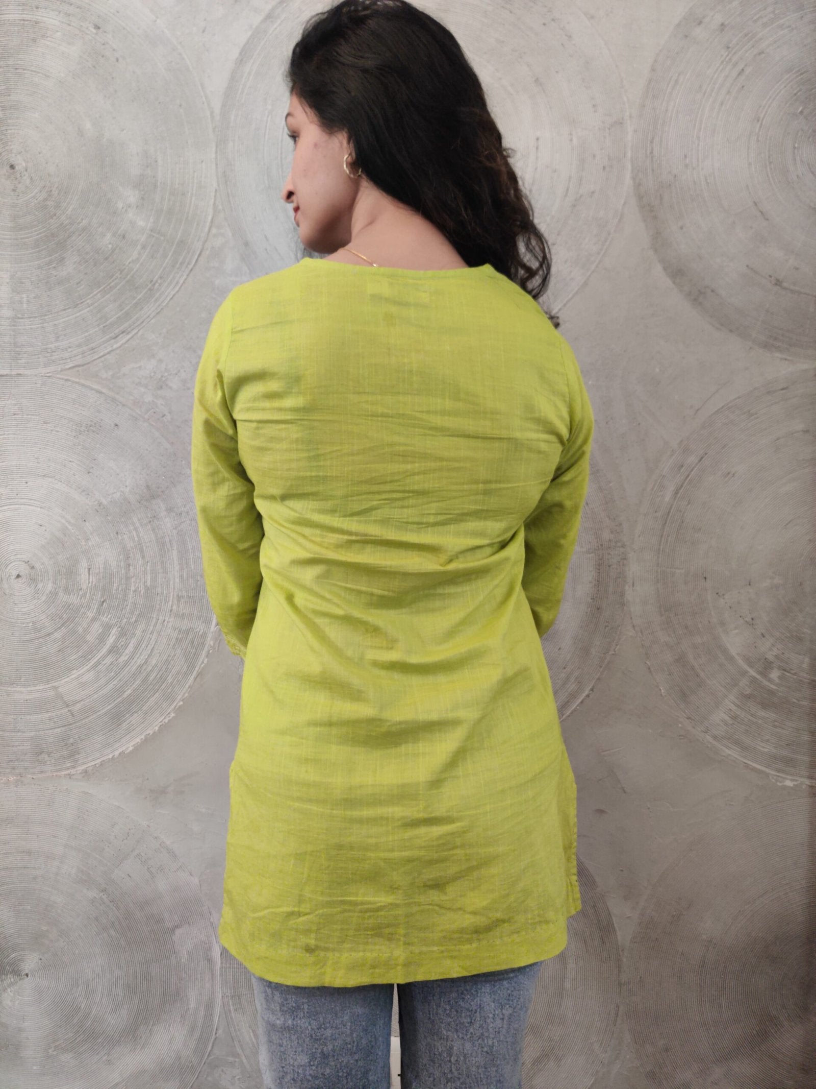 FABINDIA- Pure Cotton Green Short Kurta