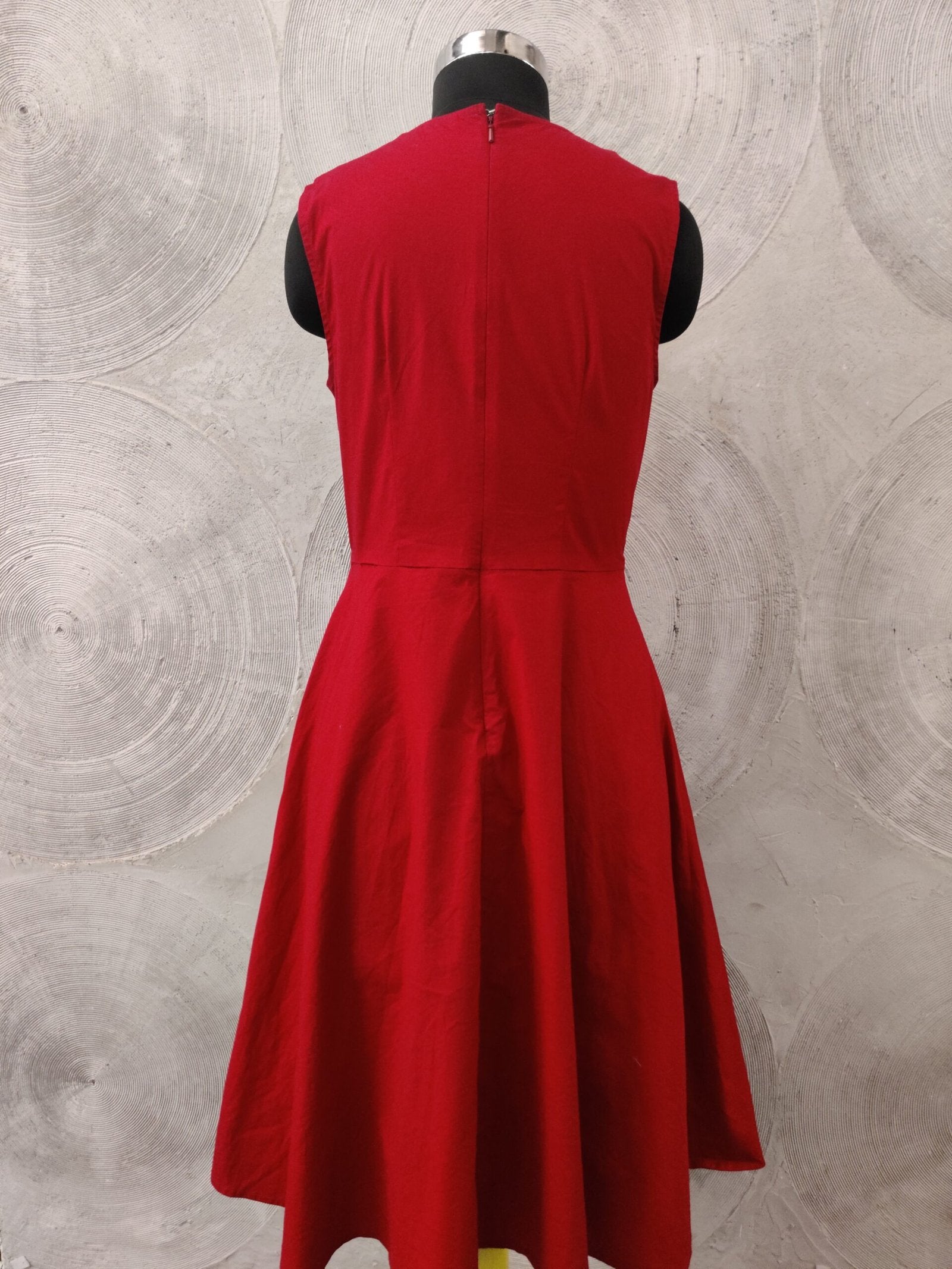 Color Block Magenta Sleeveless Cotton Dress