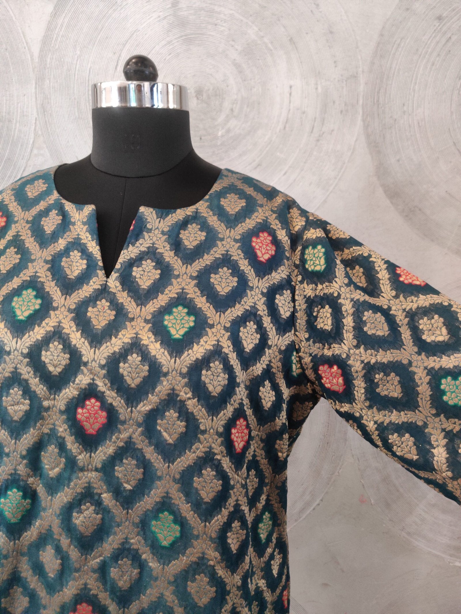 Dark Green Brocade Kurta
