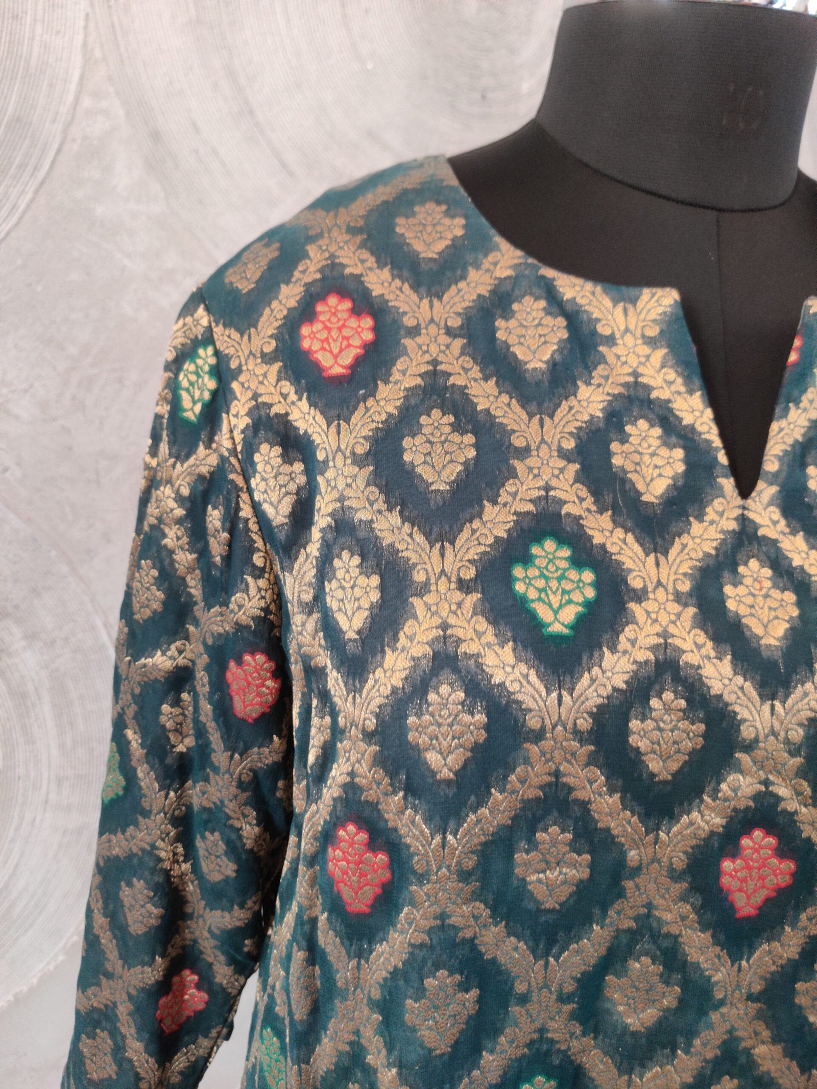Dark Green Brocade Kurta
