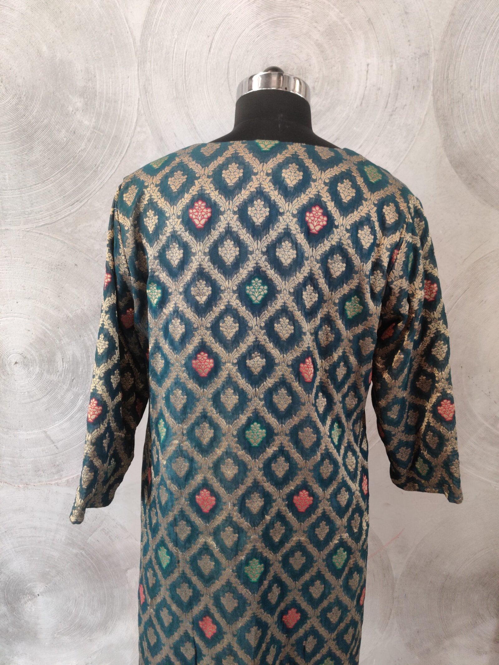 Dark Green Brocade Kurta