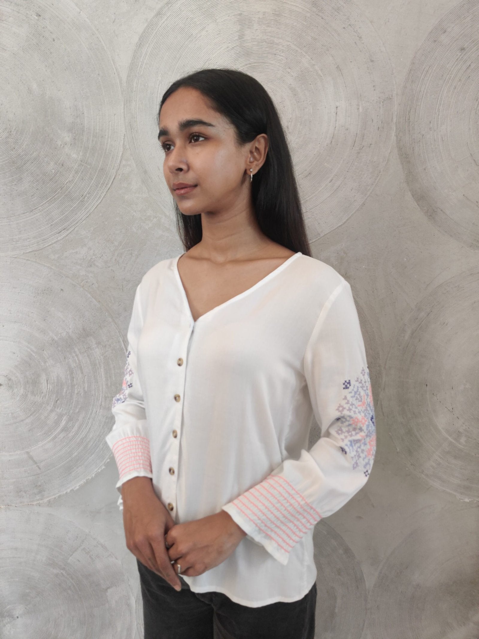White Embroidered Top