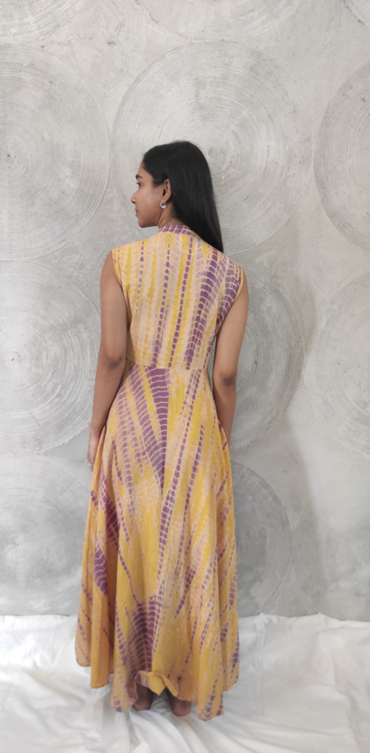 Mustard & Purple Tie-Dye Cotton Dress
