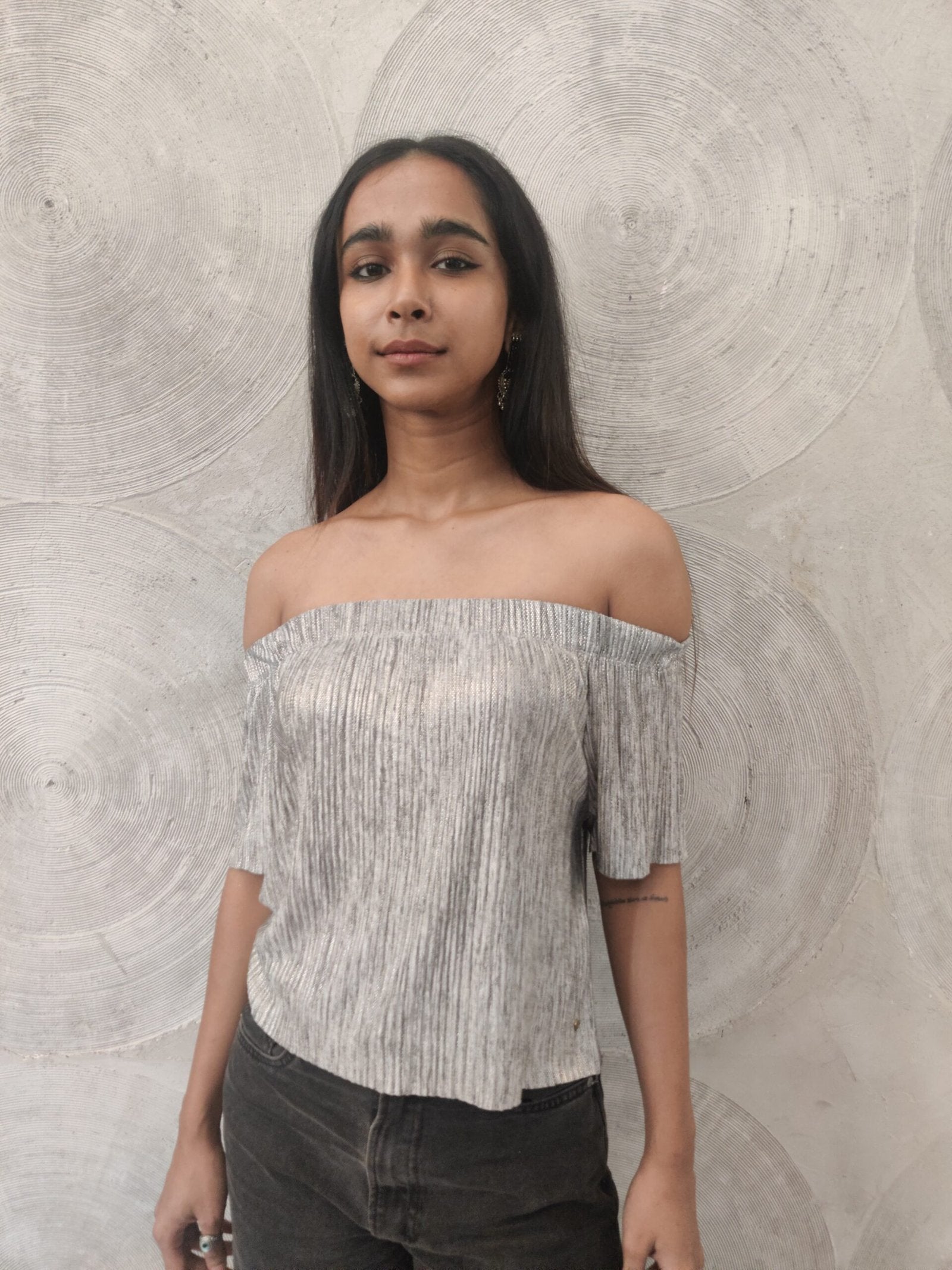Silver Ribbed Top