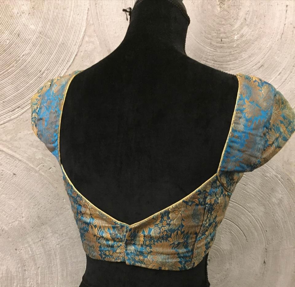 Teal Blue Silk Blouse