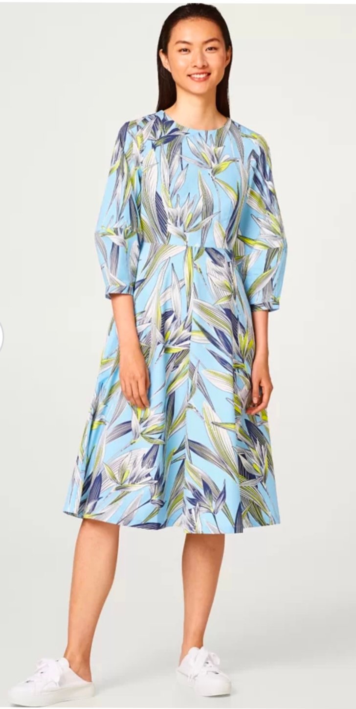 ESPRIT- Blue Printed Fit and Flare Dress