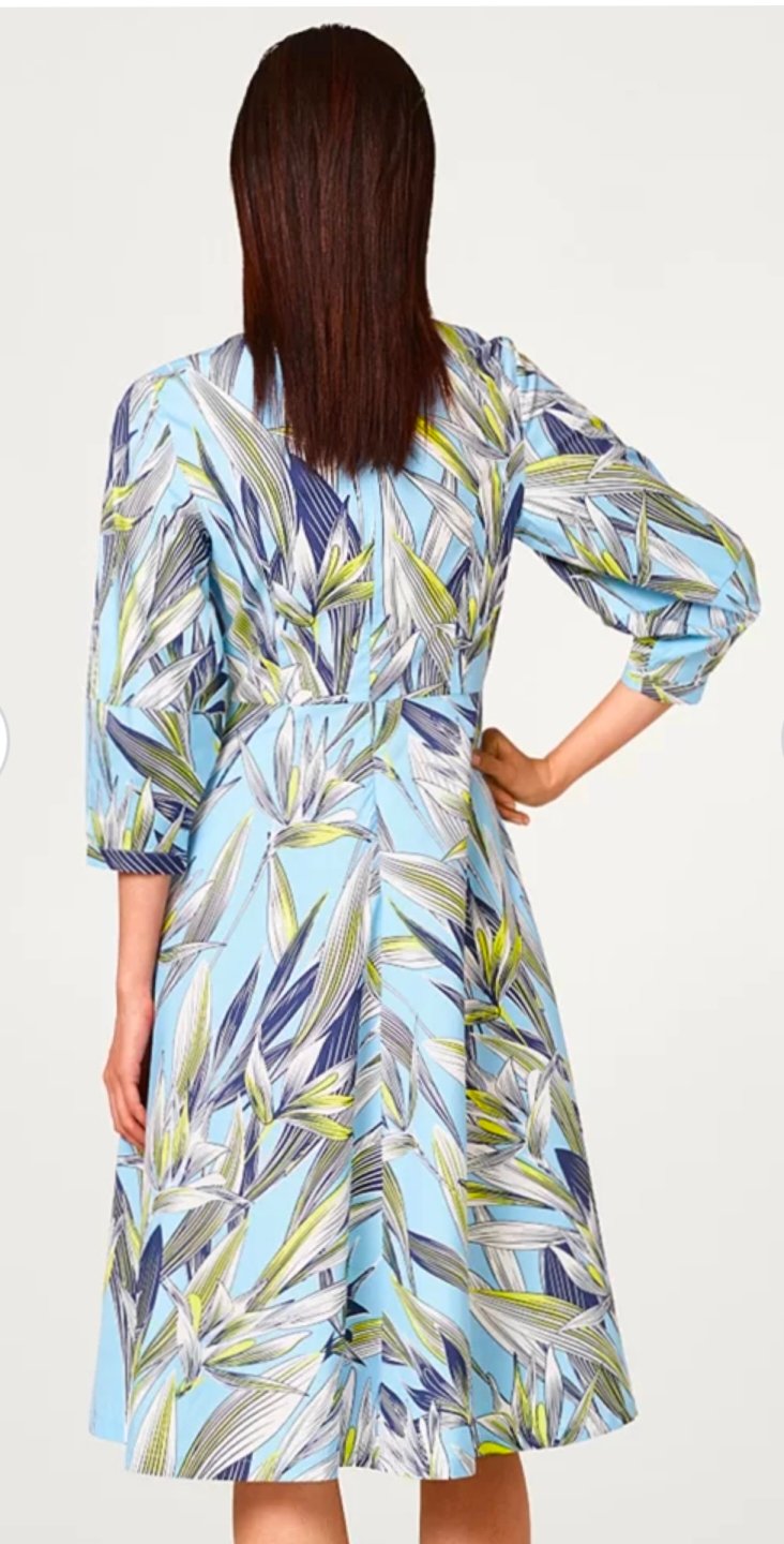ESPRIT- Blue Printed Fit and Flare Dress