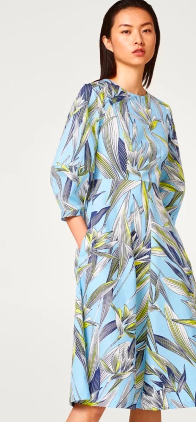 ESPRIT- Blue Printed Fit and Flare Dress