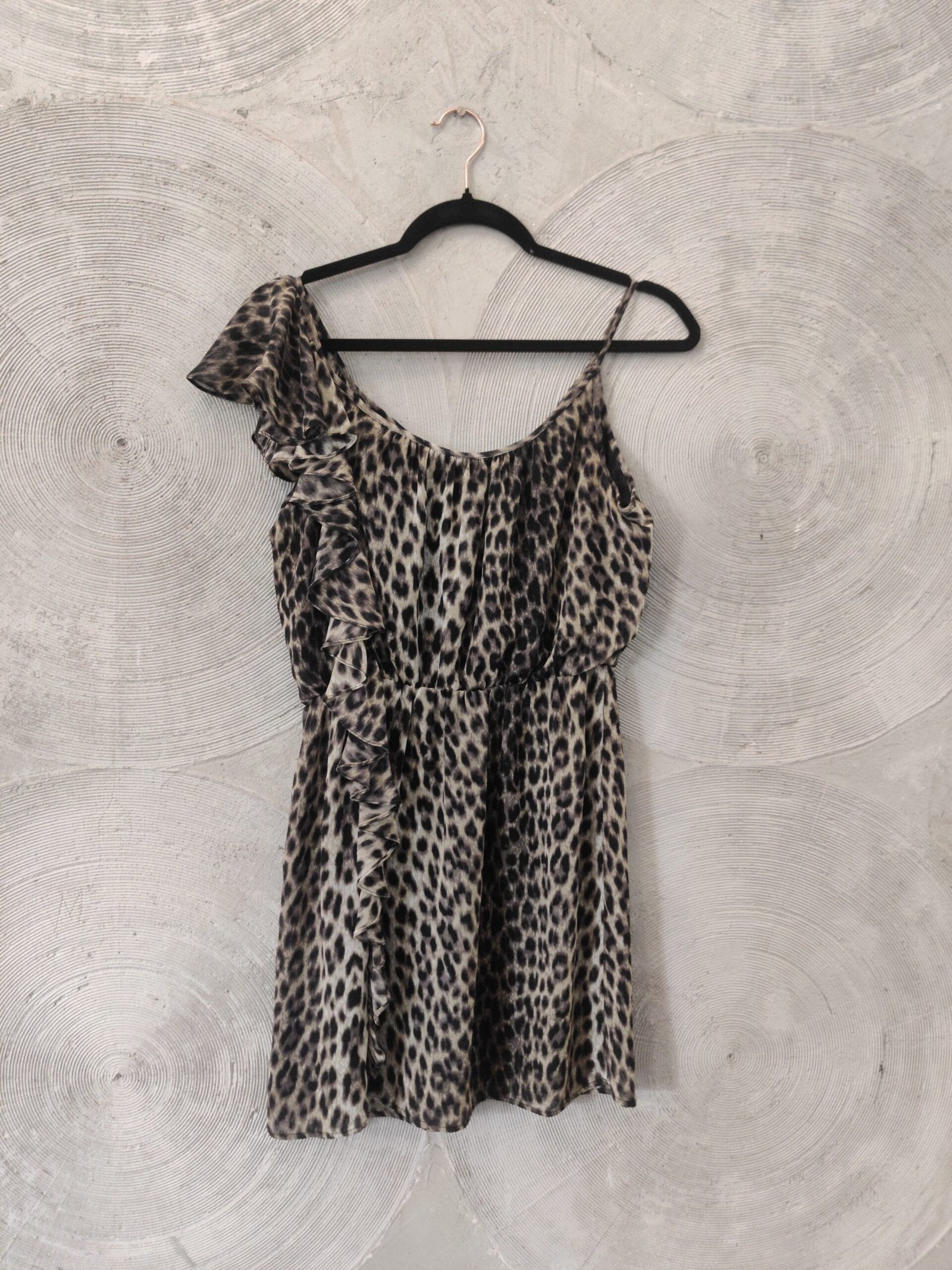 One Shoulder Leopard Print Short Dress