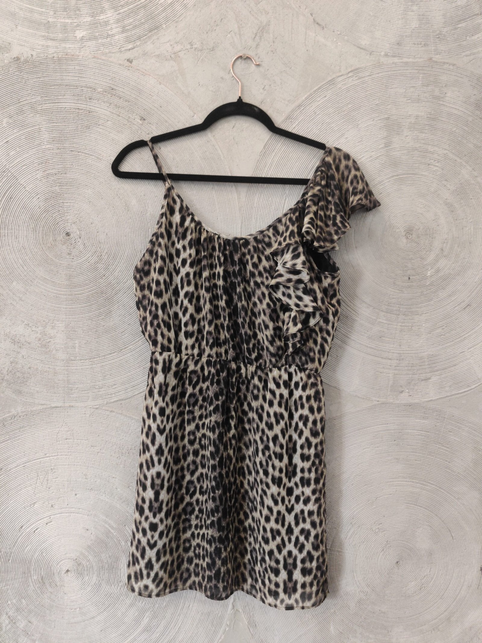 One Shoulder Leopard Print Short Dress