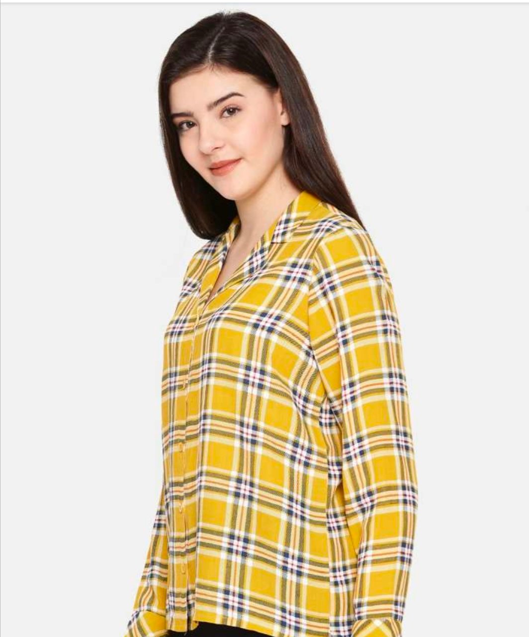 FAME FOREVER- Yellow and Navy Blue Checked Casual Shirt