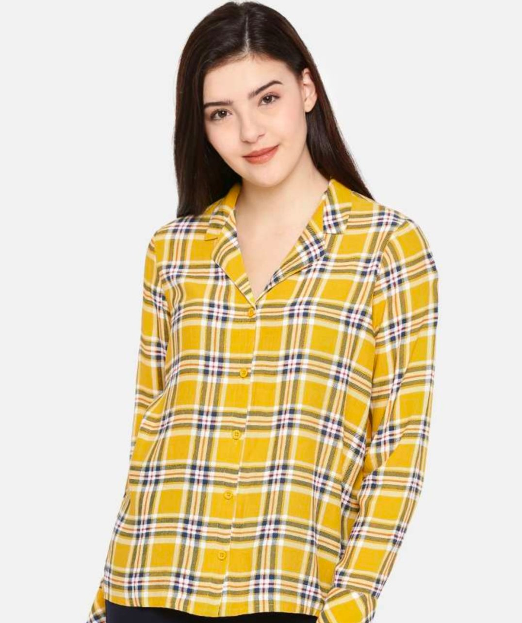 FAME FOREVER- Yellow and Navy Blue Checked Casual Shirt