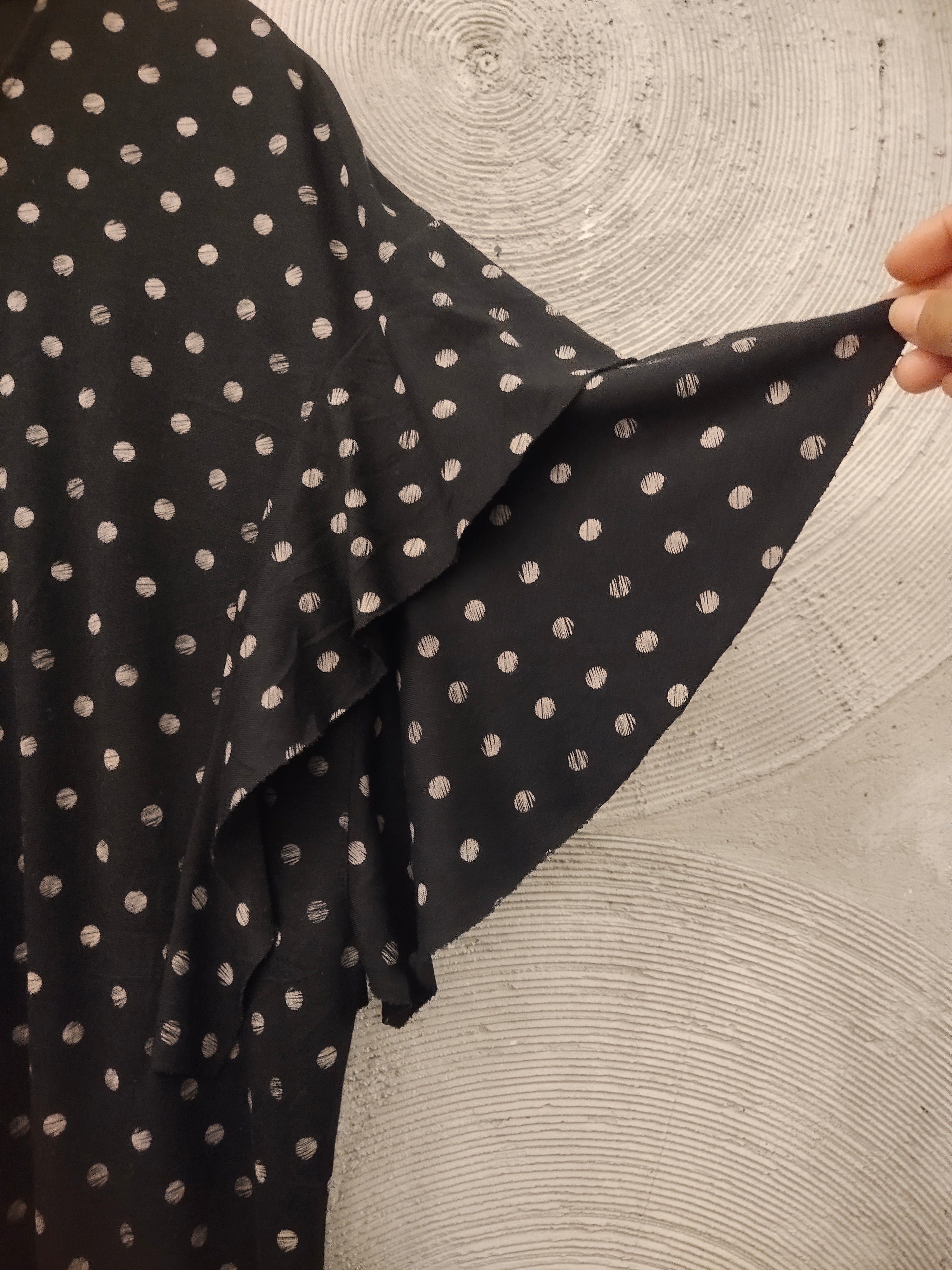 Black Round Neck Polka Dot Top