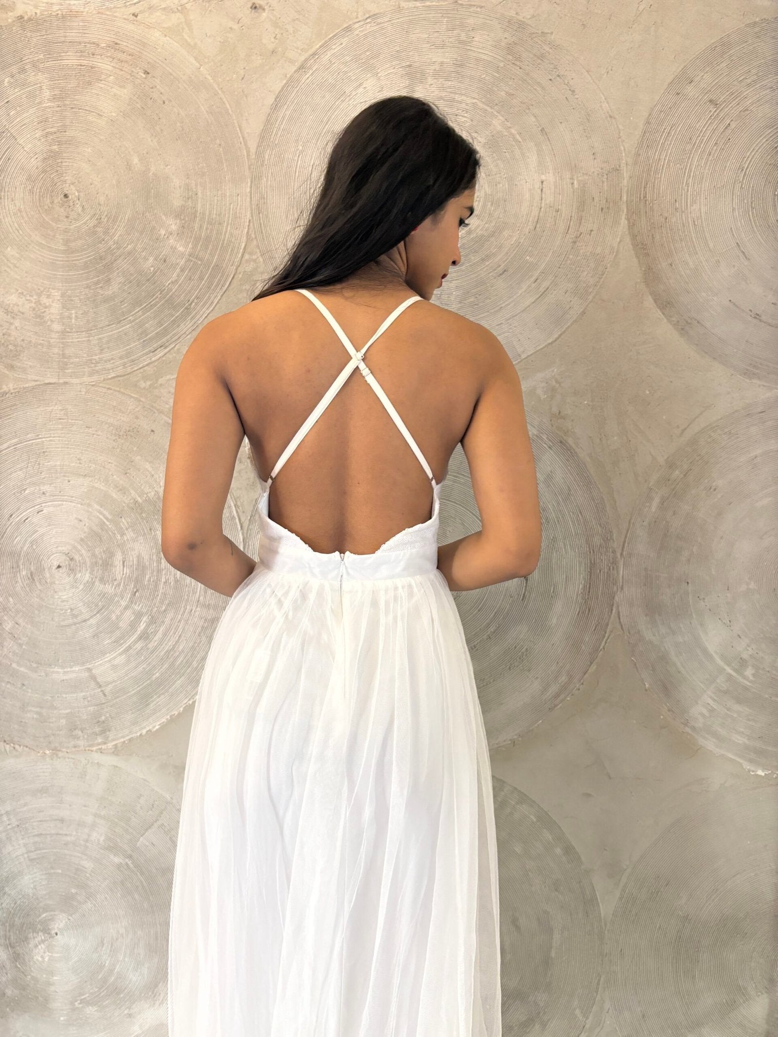 FASHIONNOVA- White Majestic Sequin Long Dress