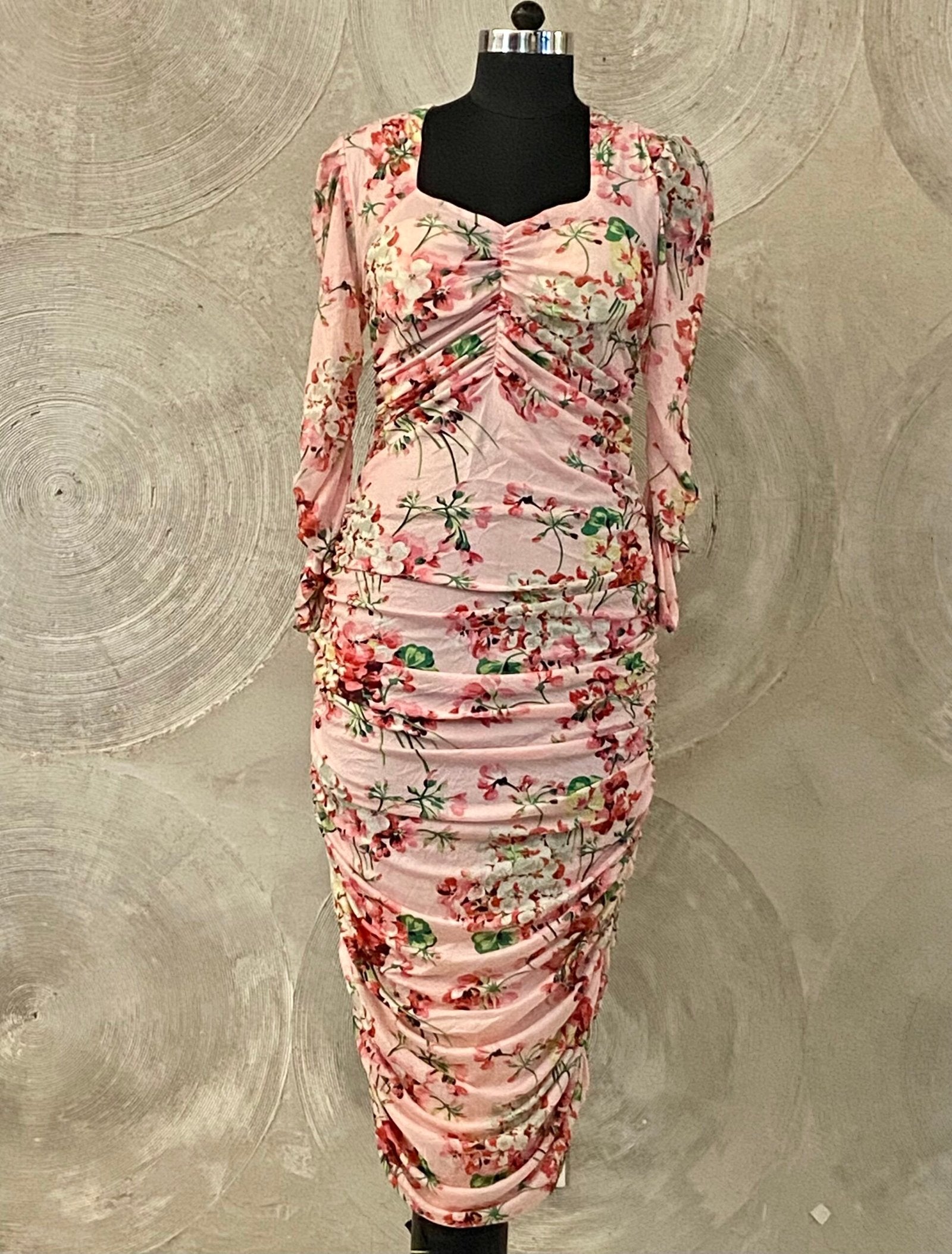 Pink Floral Print Dress