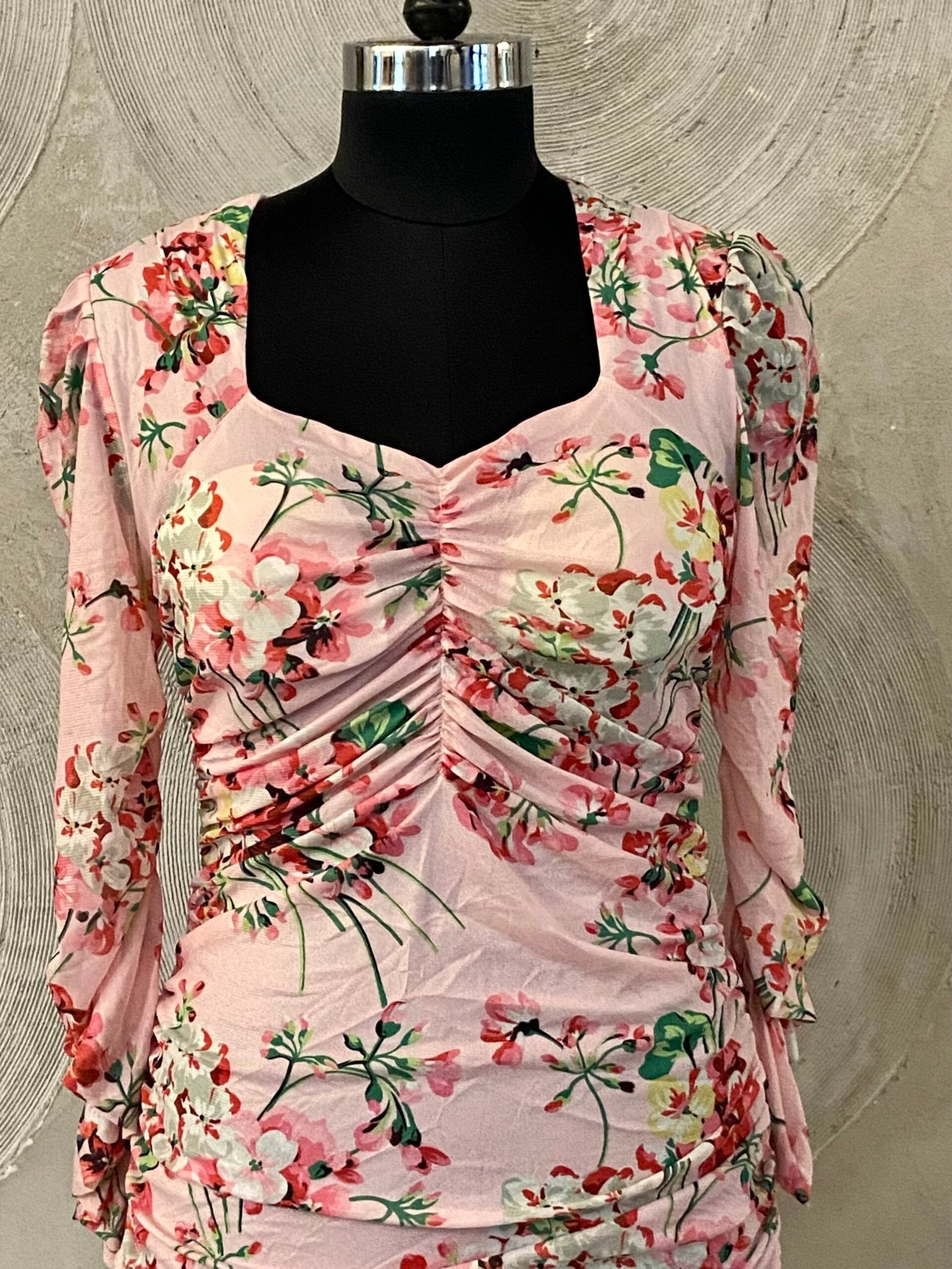 Pink Floral Print Dress