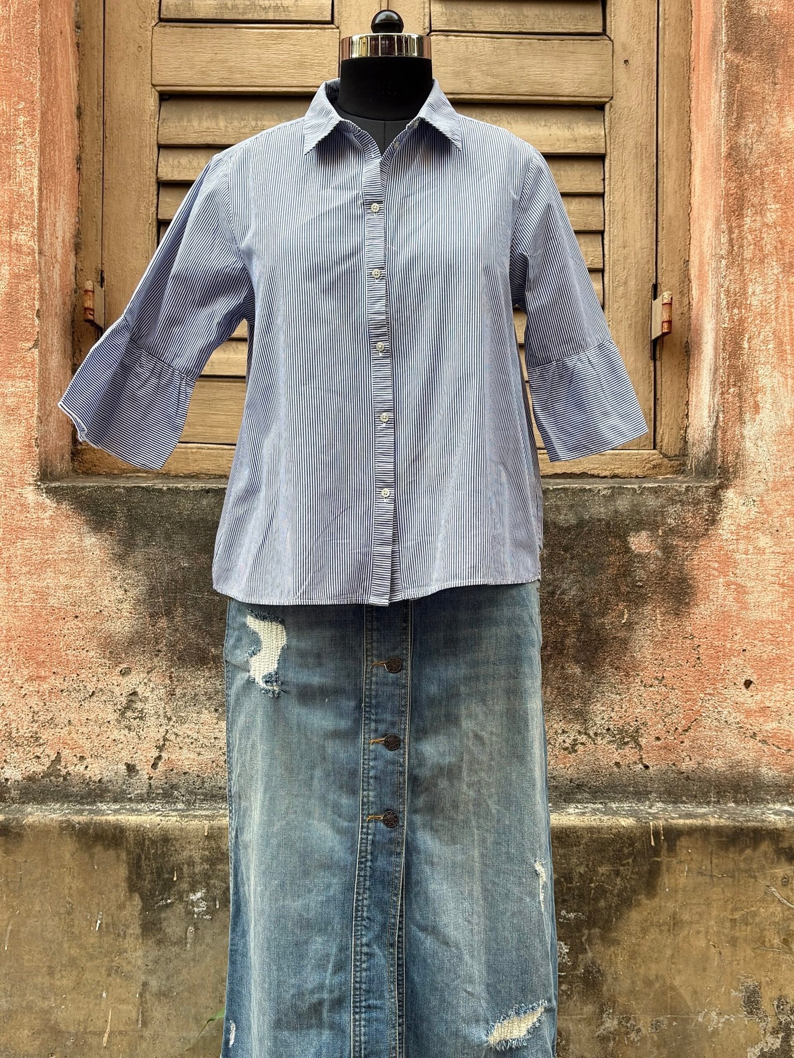 ONLY - Blue Distressed Denim Skirt