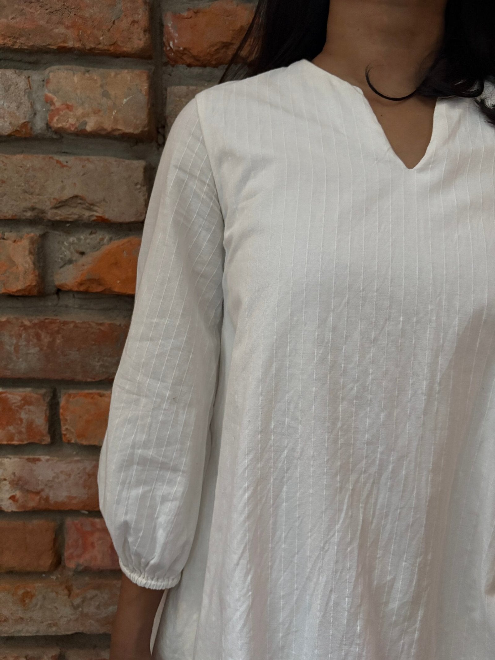 VANARAS - White Organic Cotton A-line Dress
