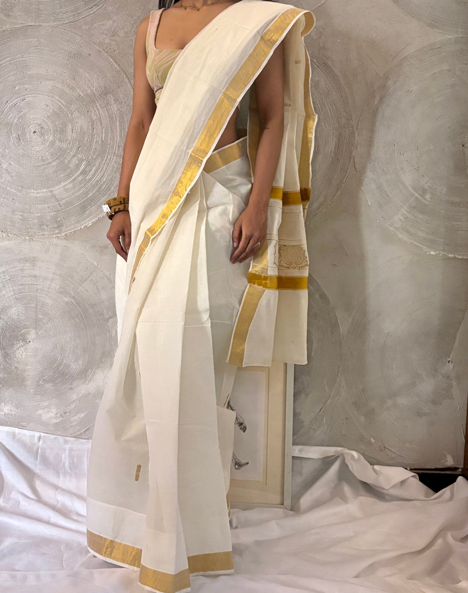 Kerala Kasavu Cotton Sari