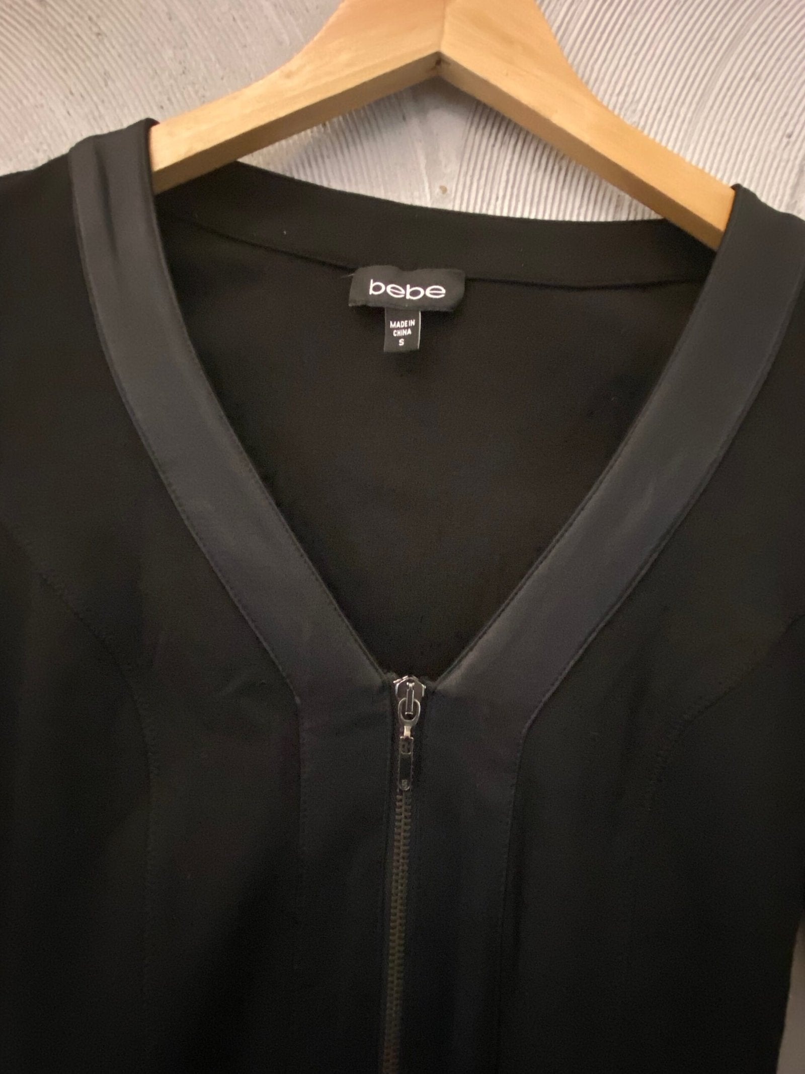 BEBE - black mini zip-up dress