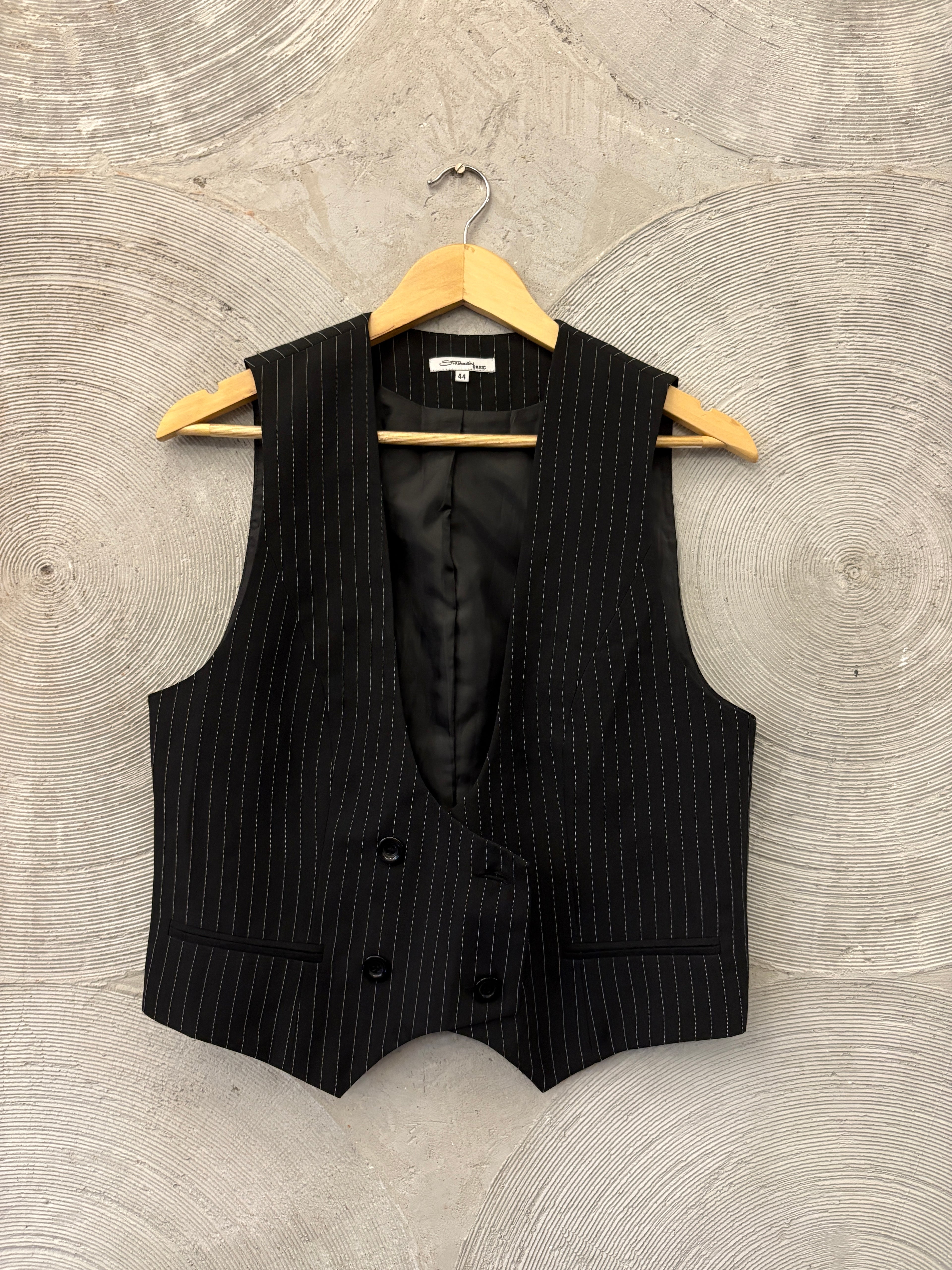 Black Pinstriped Waistcoat
