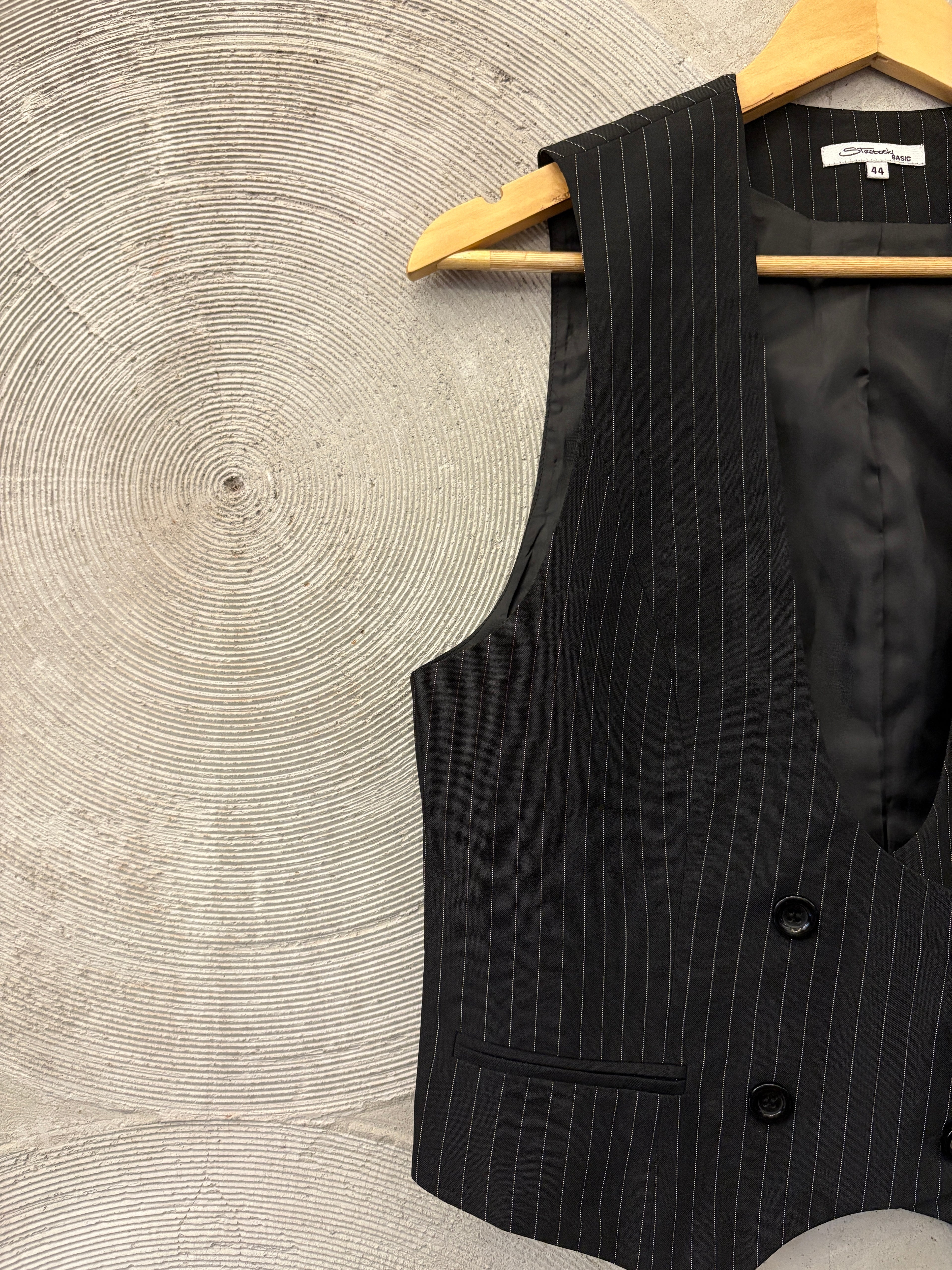 Black Pinstriped Waistcoat