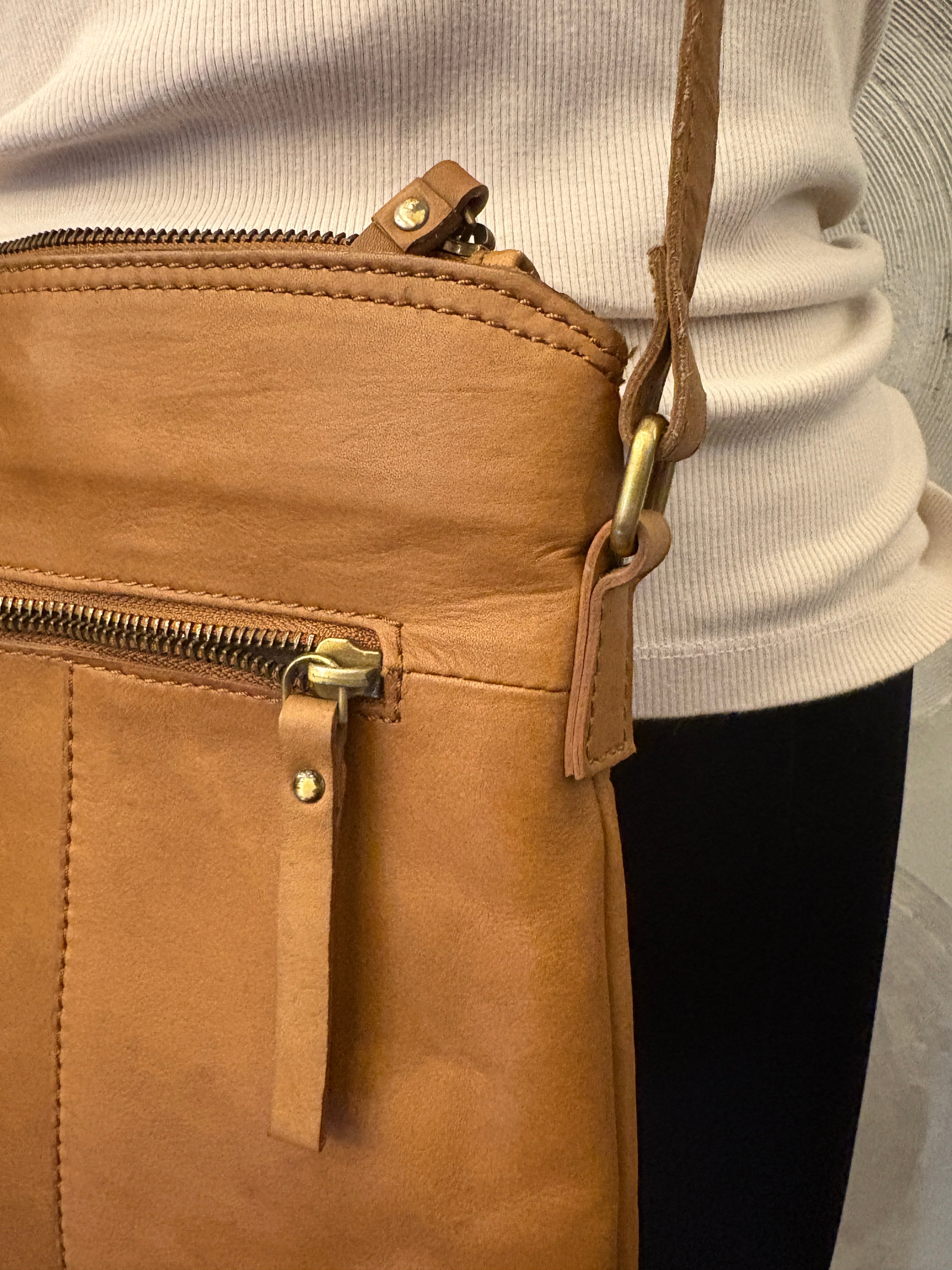 BORN -  Leather Tan Crossbody Bag
