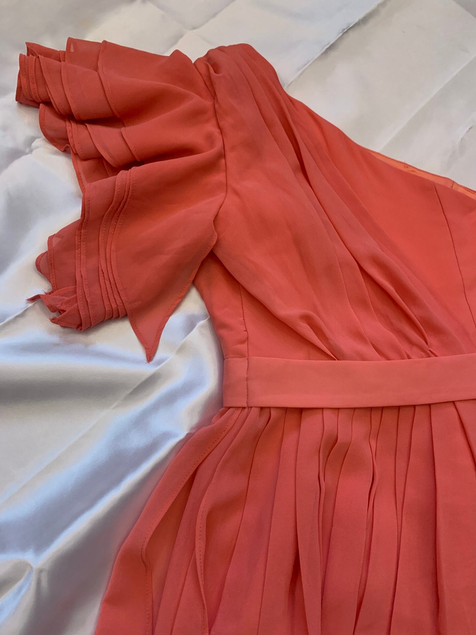 One shoulder knee-length dress in peach