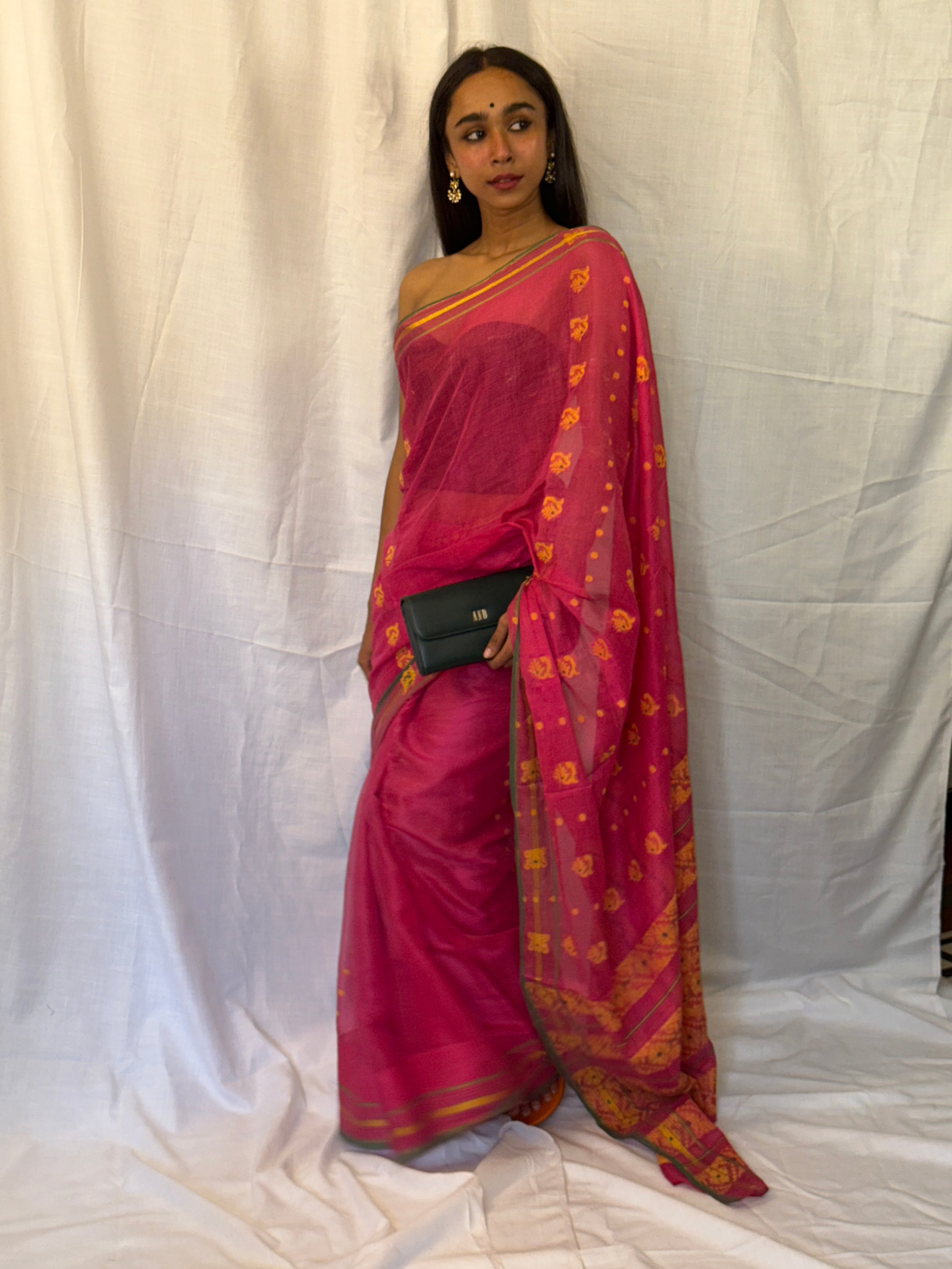 Pink Jamdani Cotton Sari
