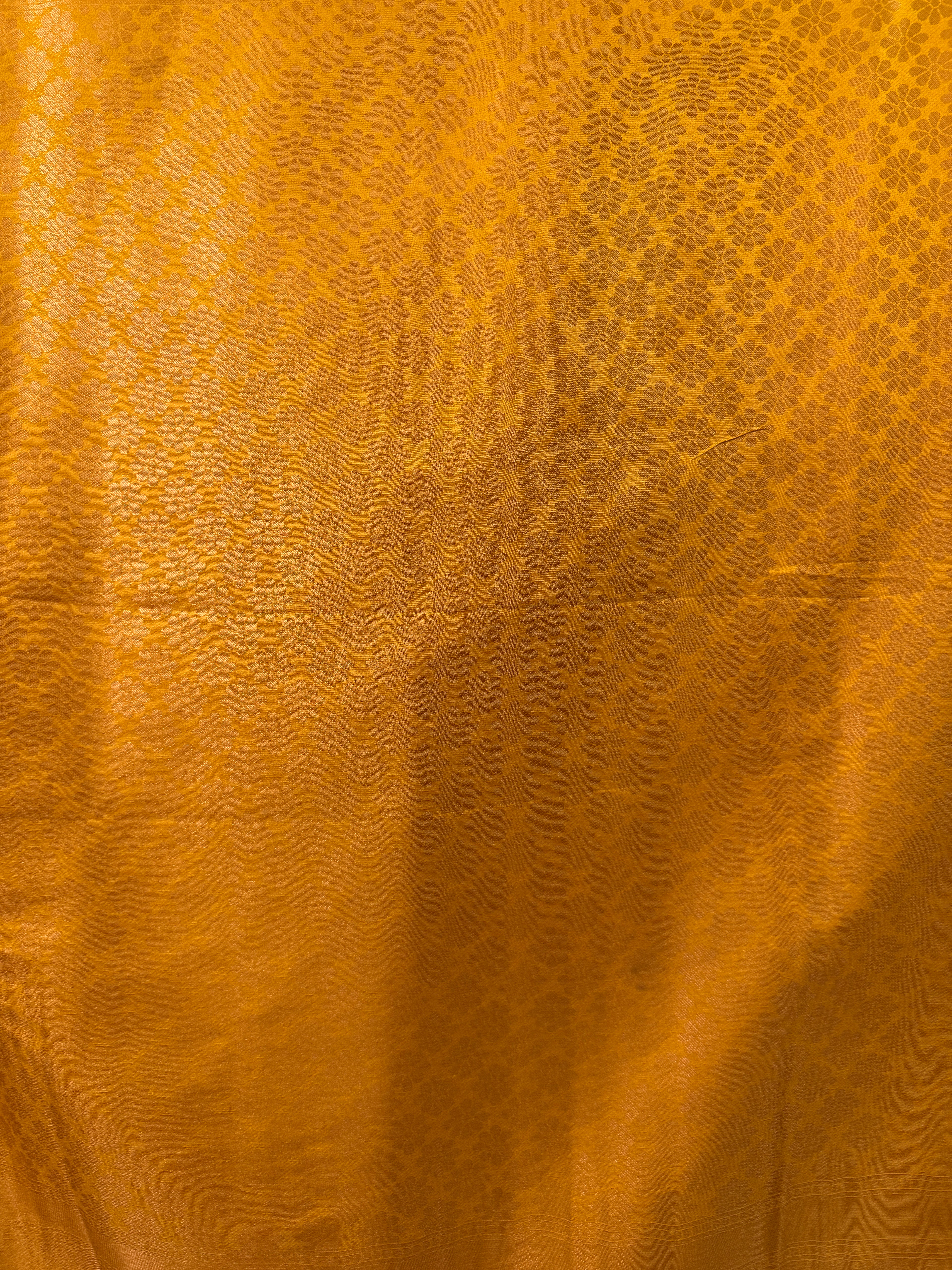 Mustard Silk Self Design Sari