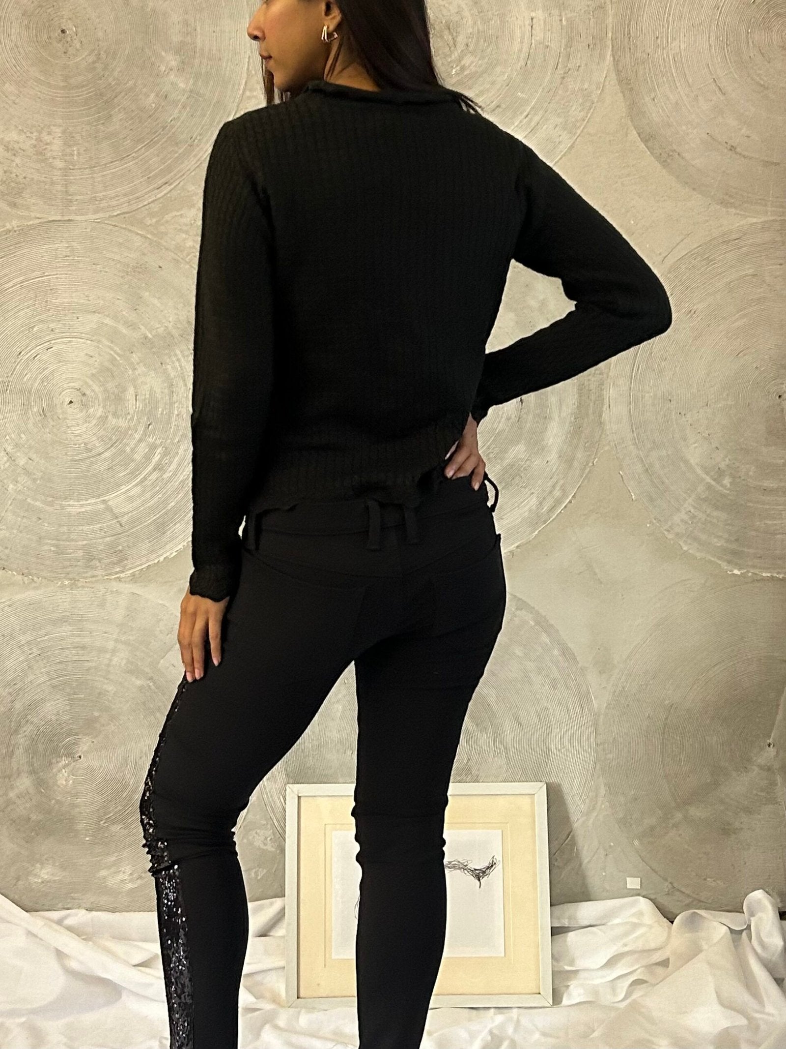 FRANKIE B Black Sequinned Pants