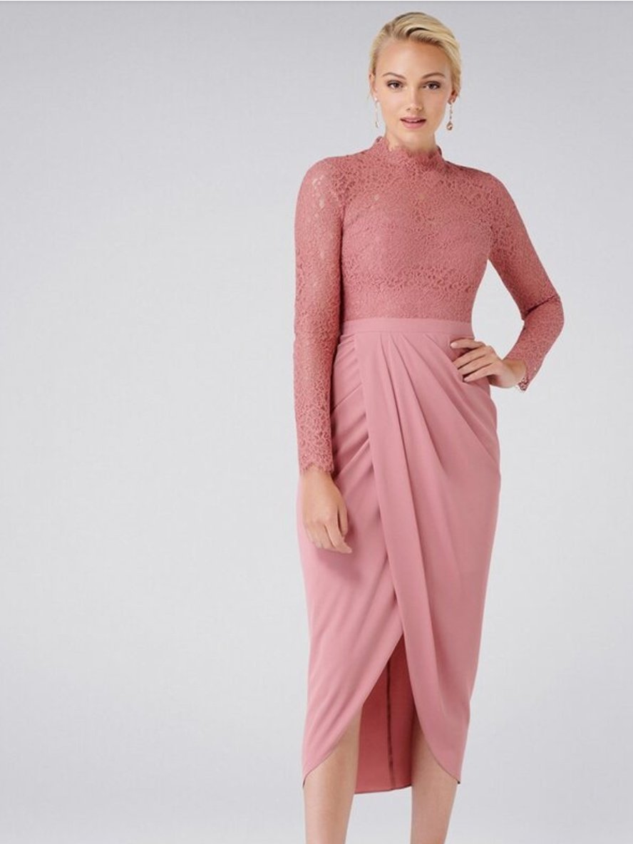 FOREVER NEW Draped Dress With Lace Bodice