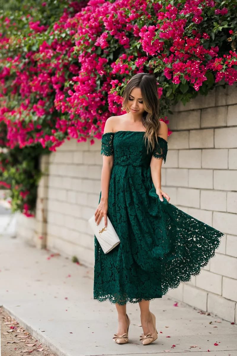 ASOS Teal Lace Vintage Style Lace Midi Dress