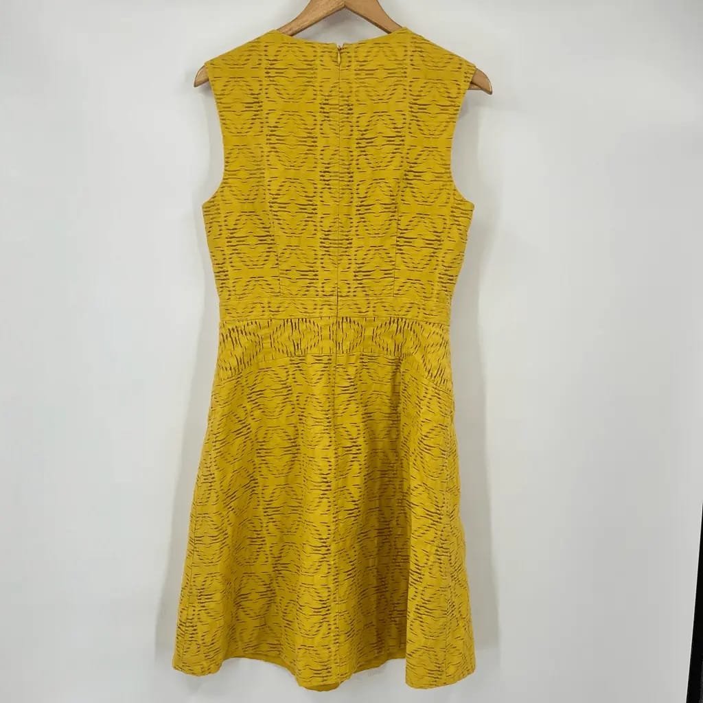 J CREW Yellow Sleeveless Eyelet Jacquard Fit Dress