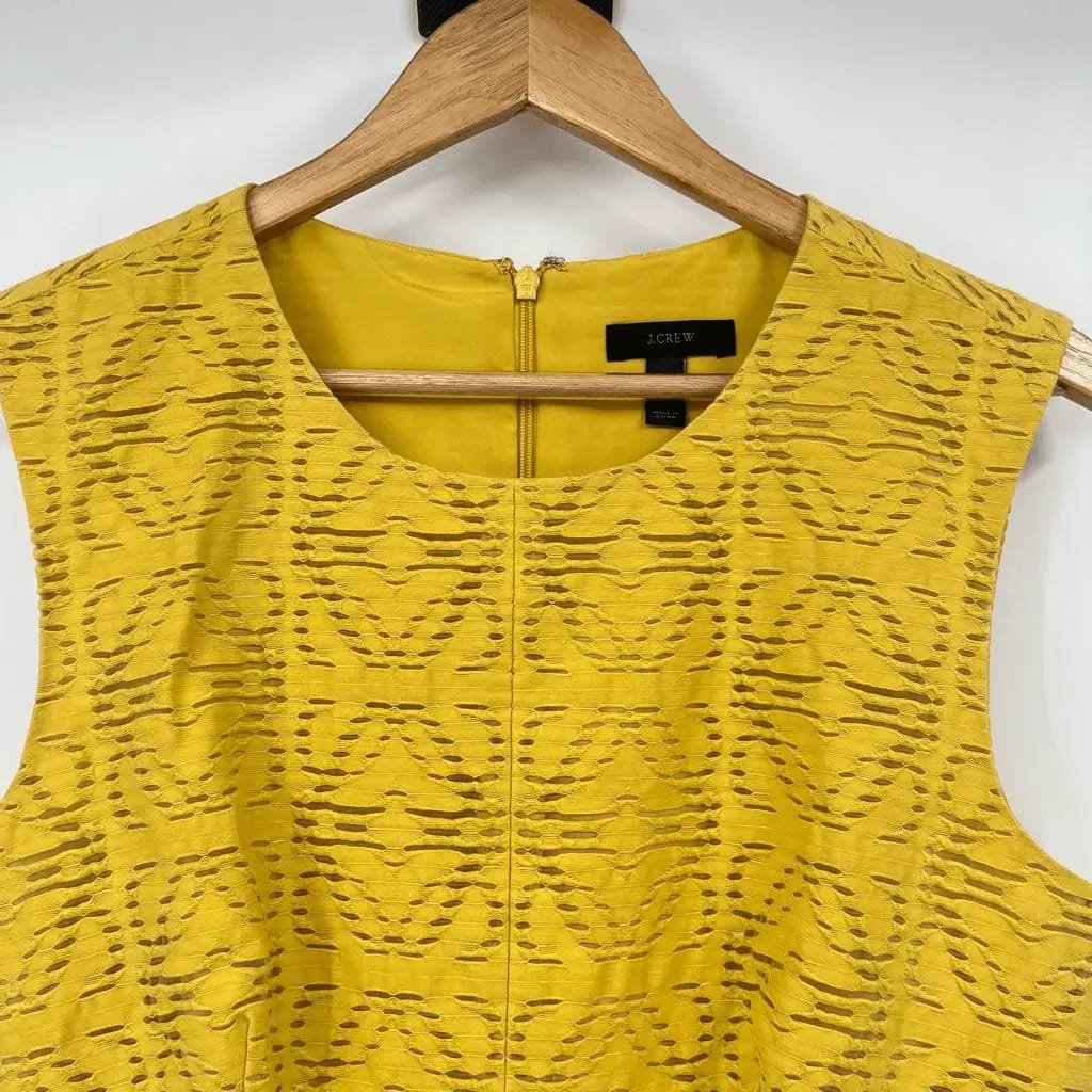J CREW Yellow Sleeveless Eyelet Jacquard Fit Dress