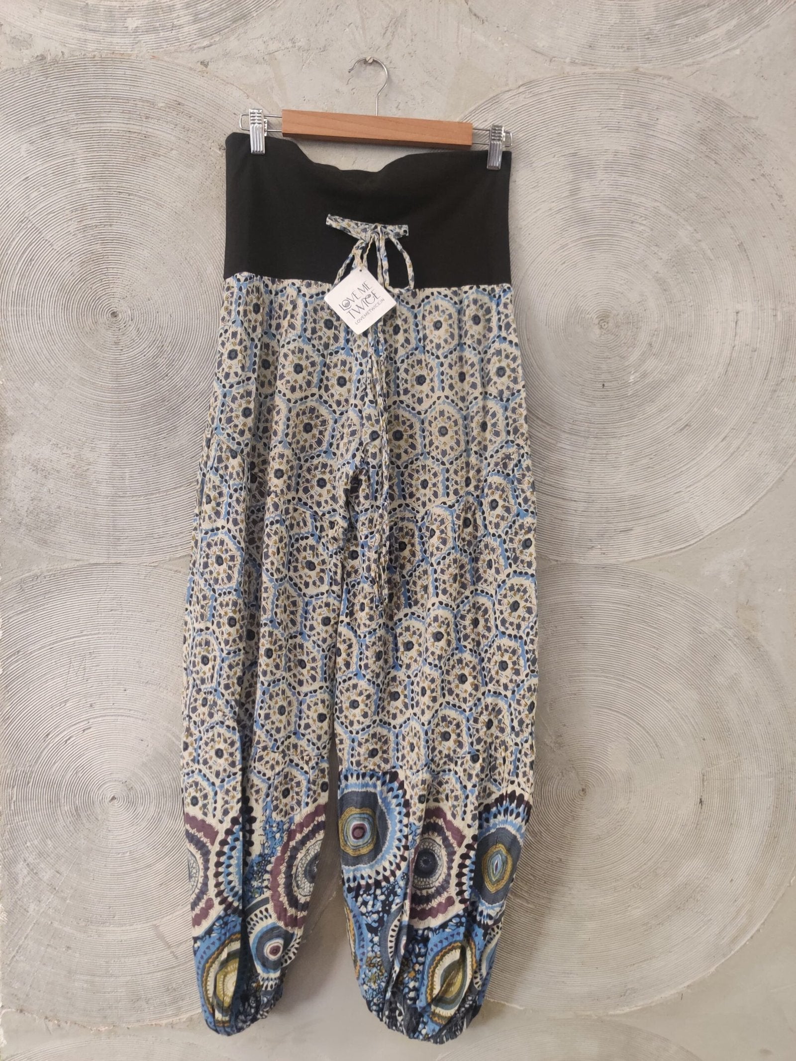 Blue and Black Kalamkari Cotton Pants