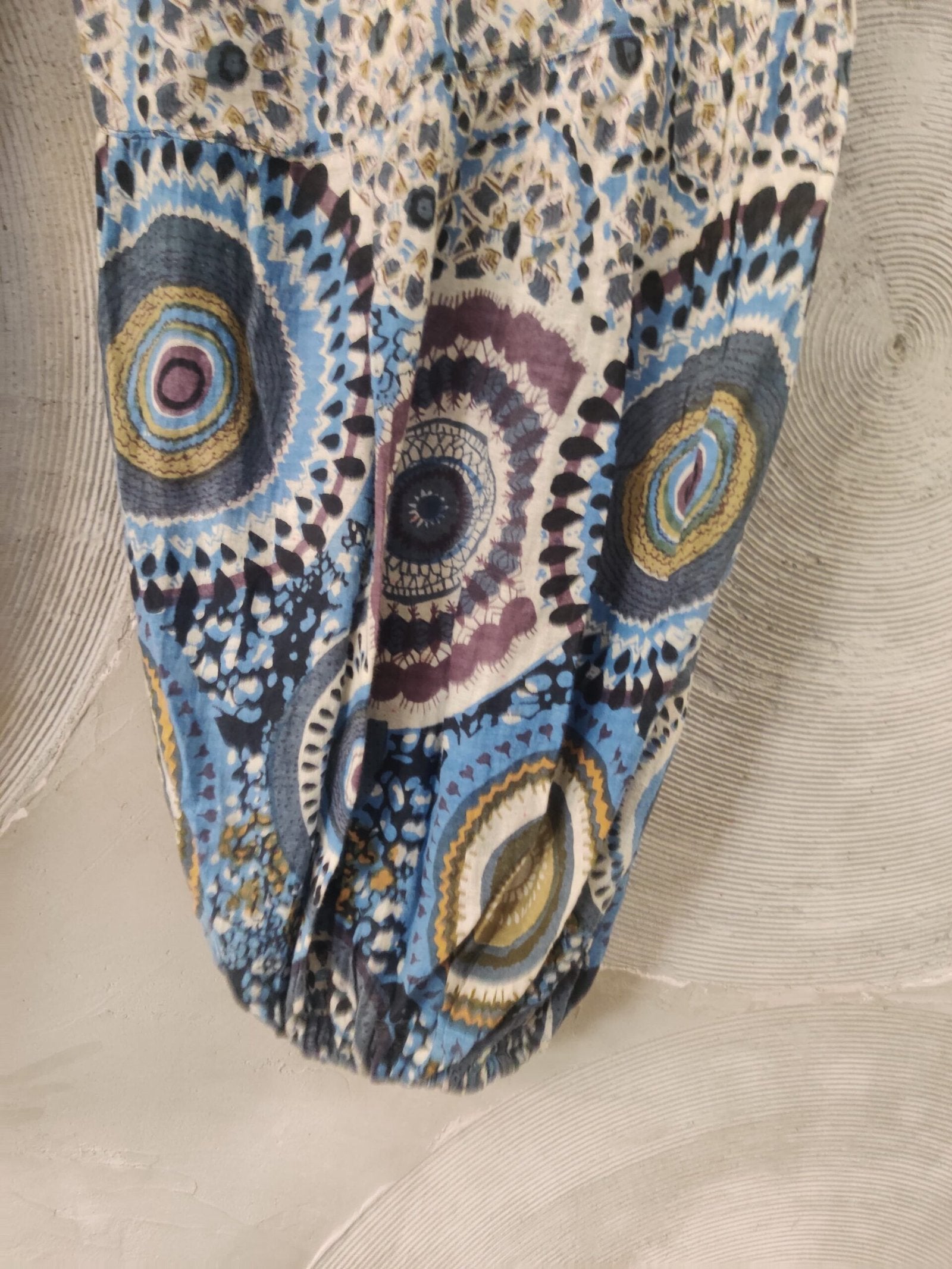 Blue and Black Kalamkari Cotton Pants