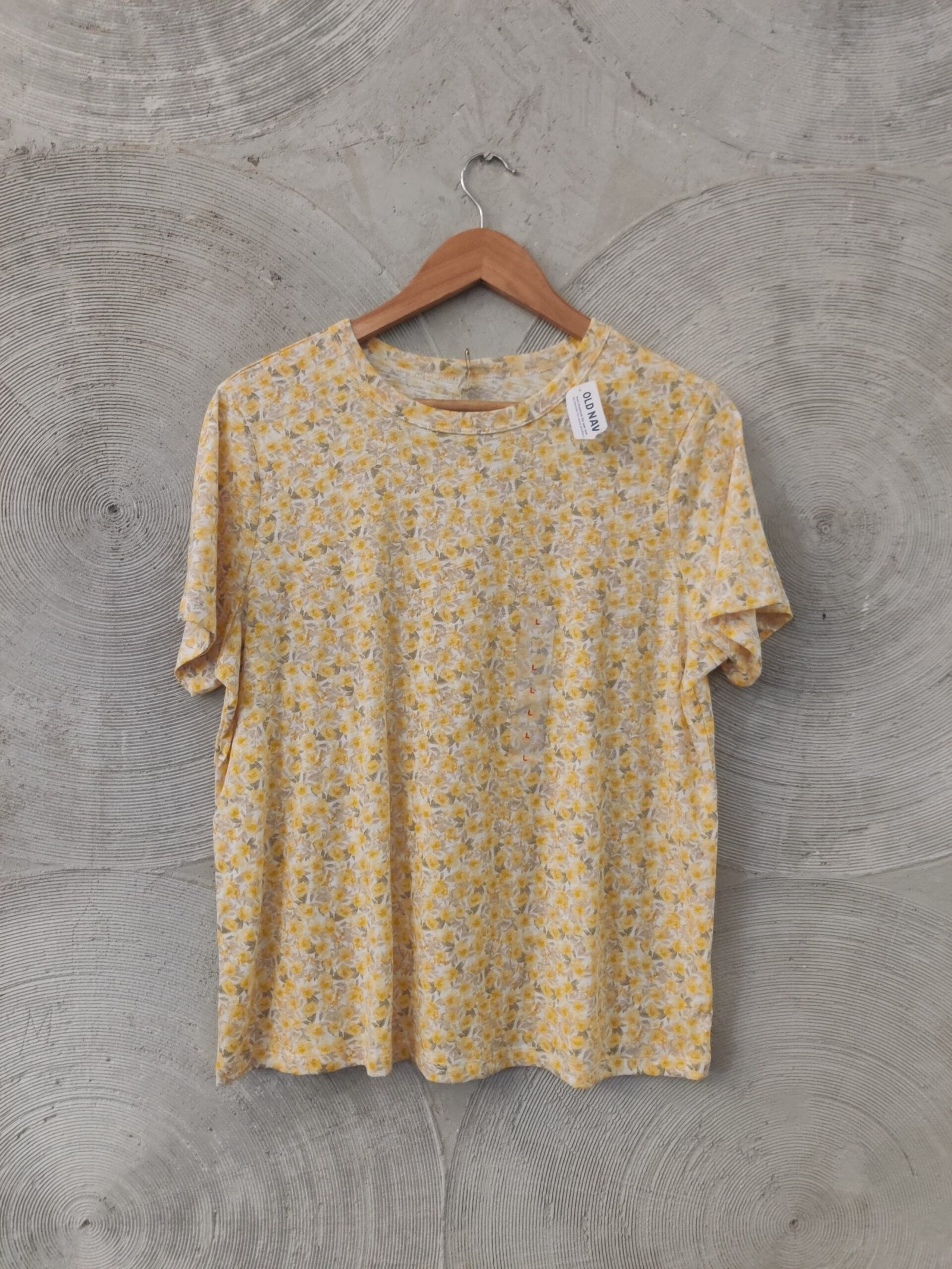 OLD NAVY- Yellow Floral Printed Crew-Neck T-Shirt