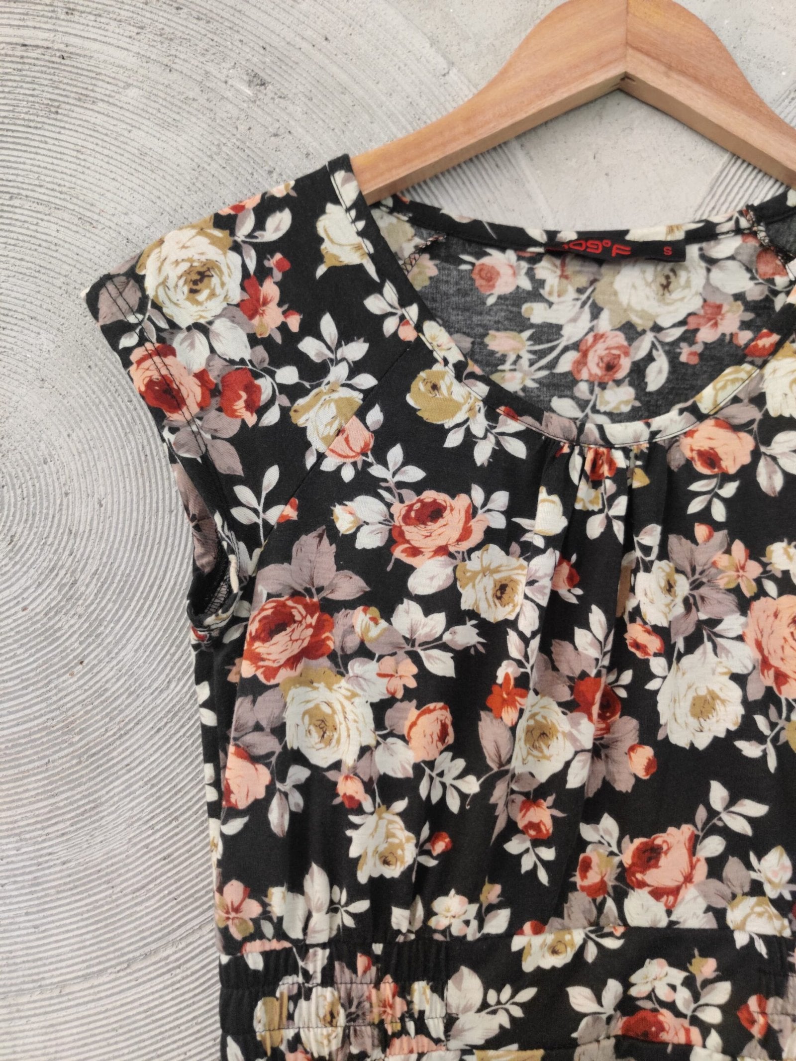 Black Floral Printed Short Dress