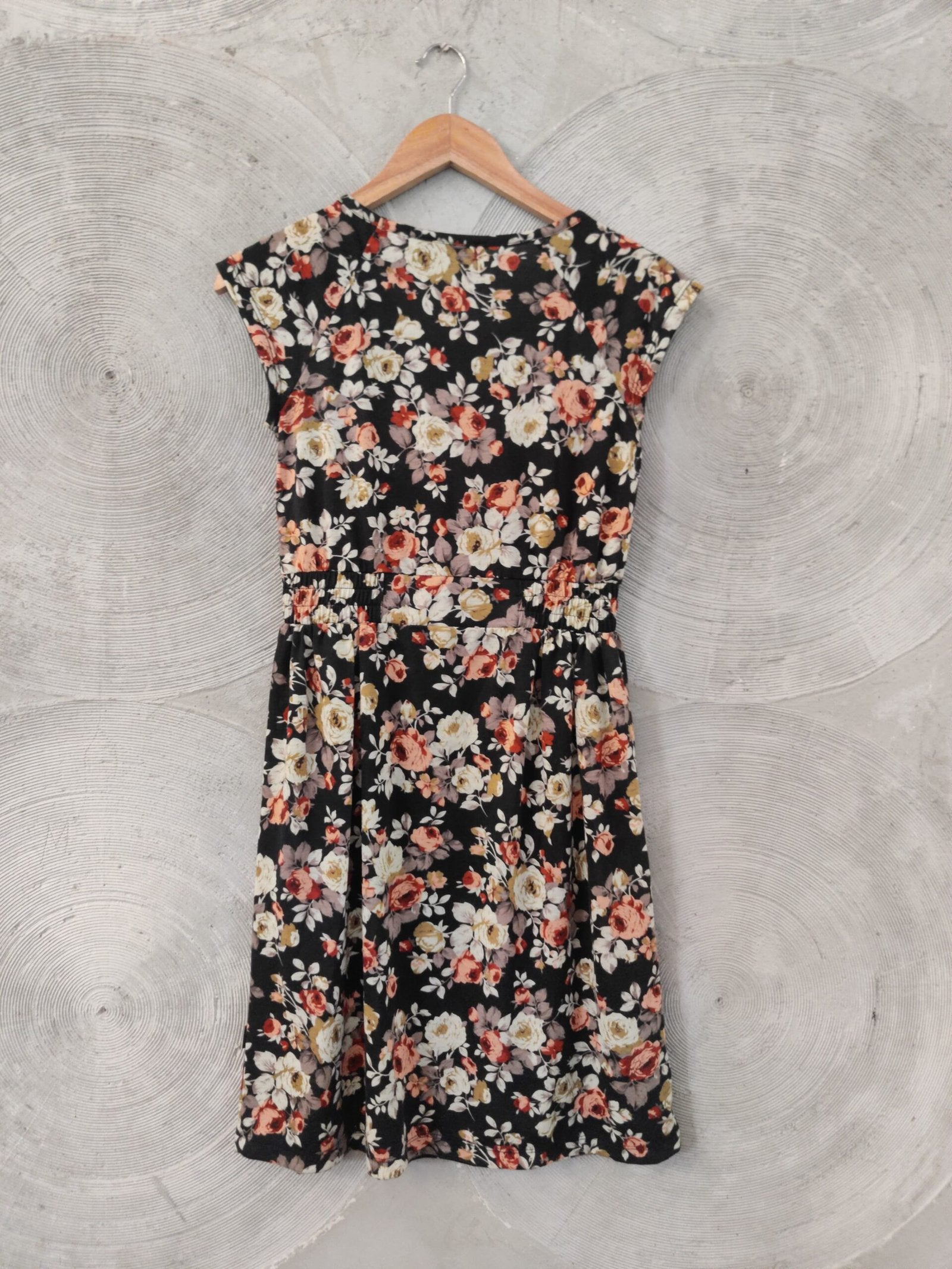 Black Floral Printed Short Dress