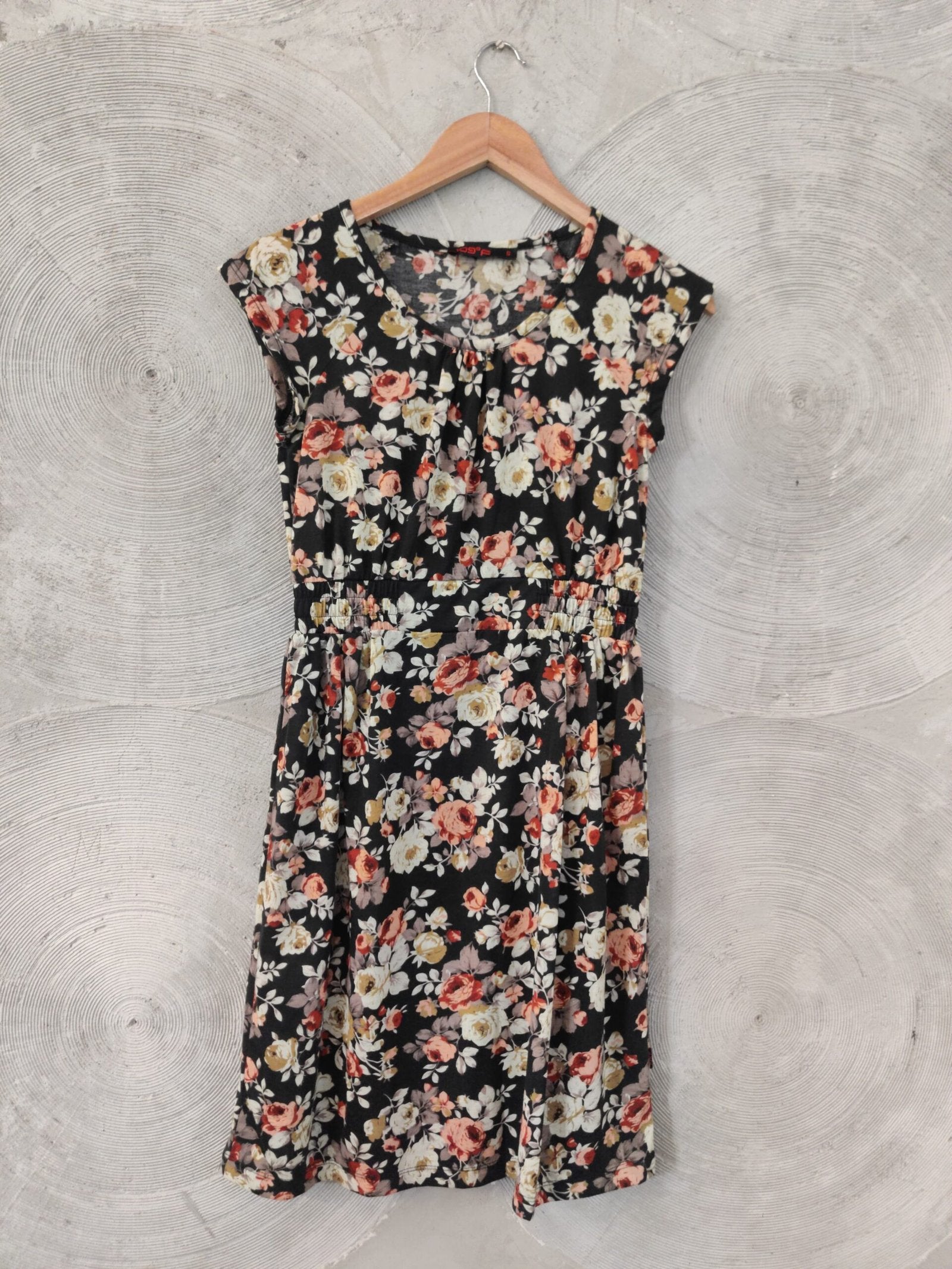 Black Floral Printed Short Dress