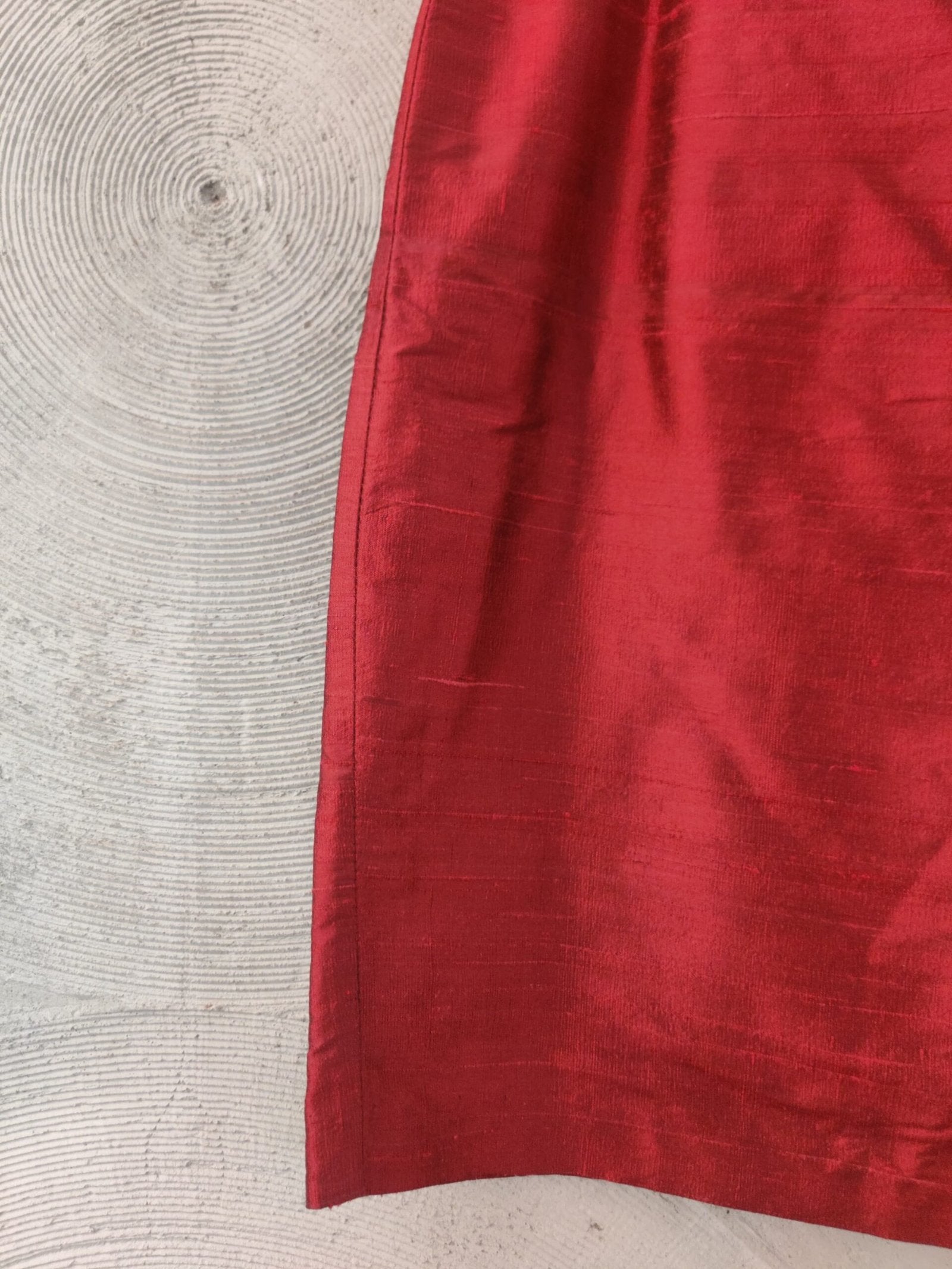 Maroon Raw Silk Short Skirt