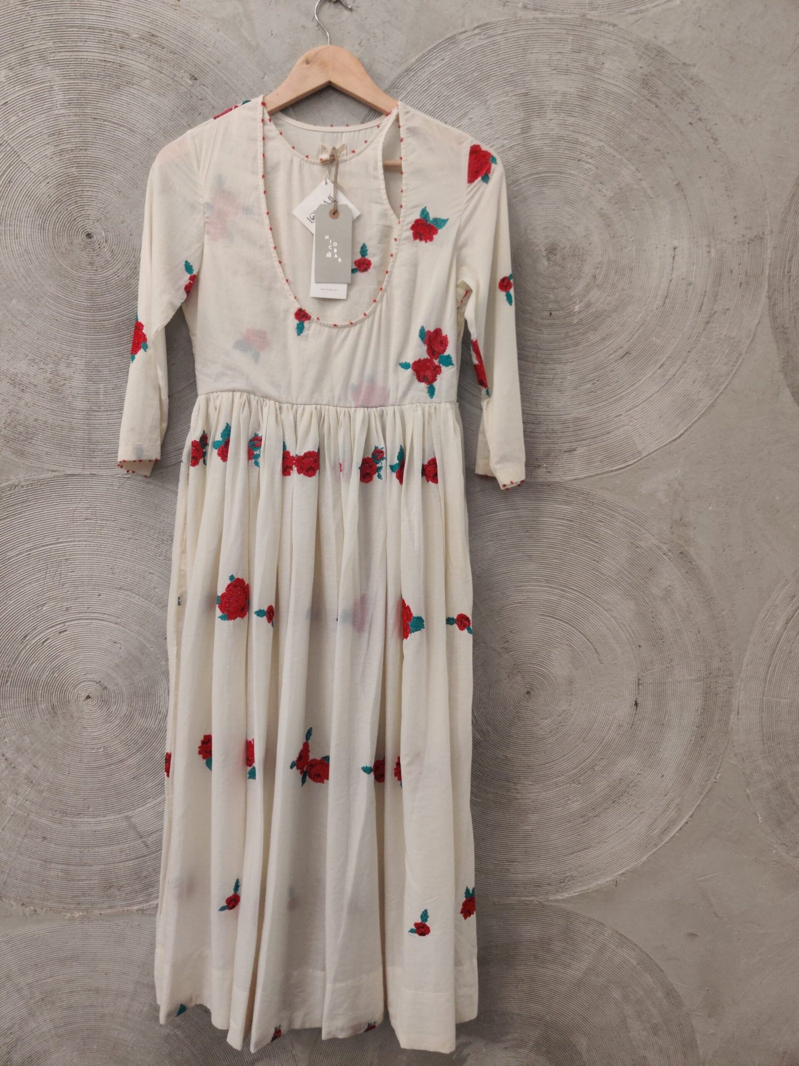 NICOBAR- Ivory Fit & Flare Angrakha Dress
