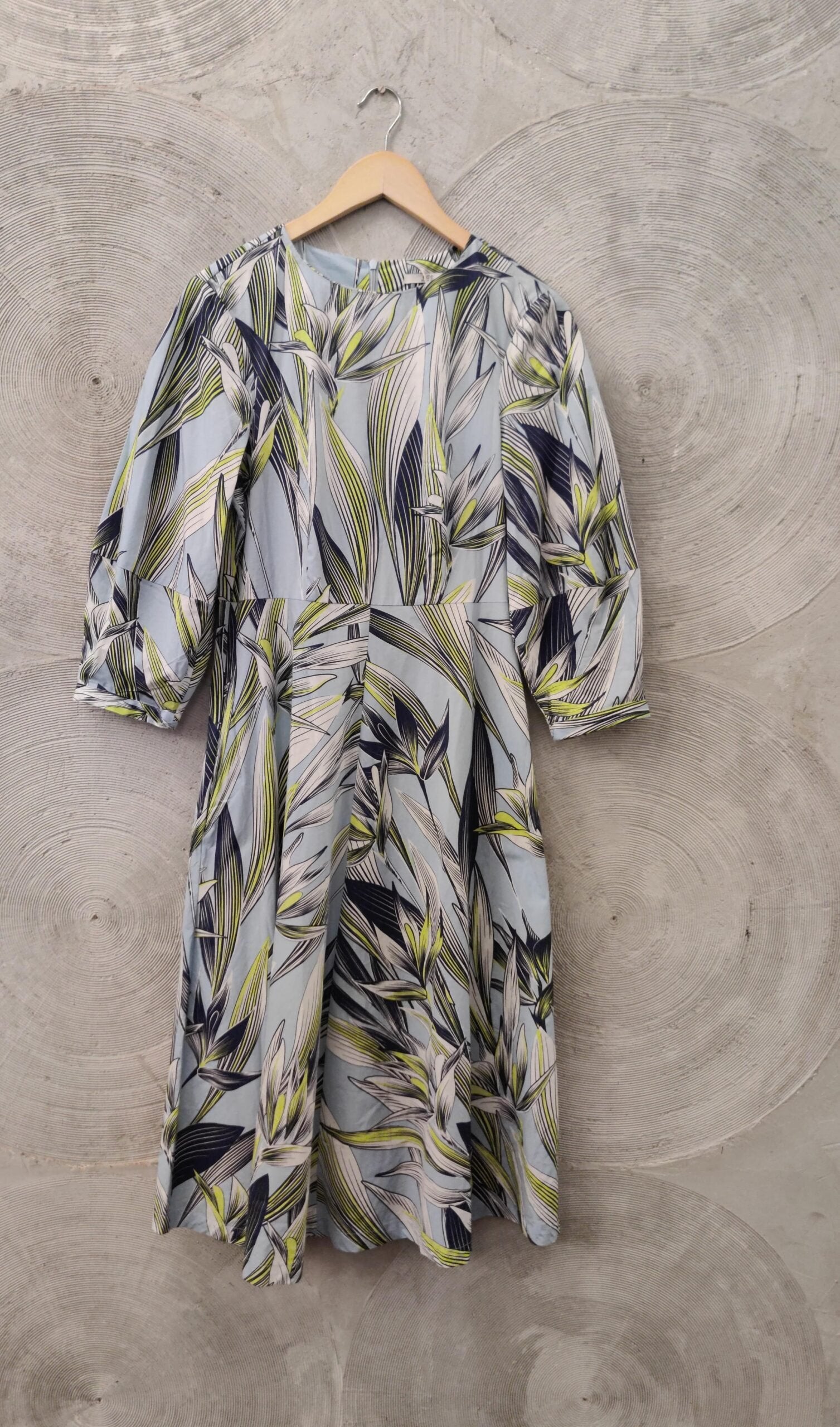 ESPRIT- Blue Printed Fit and Flare Dress