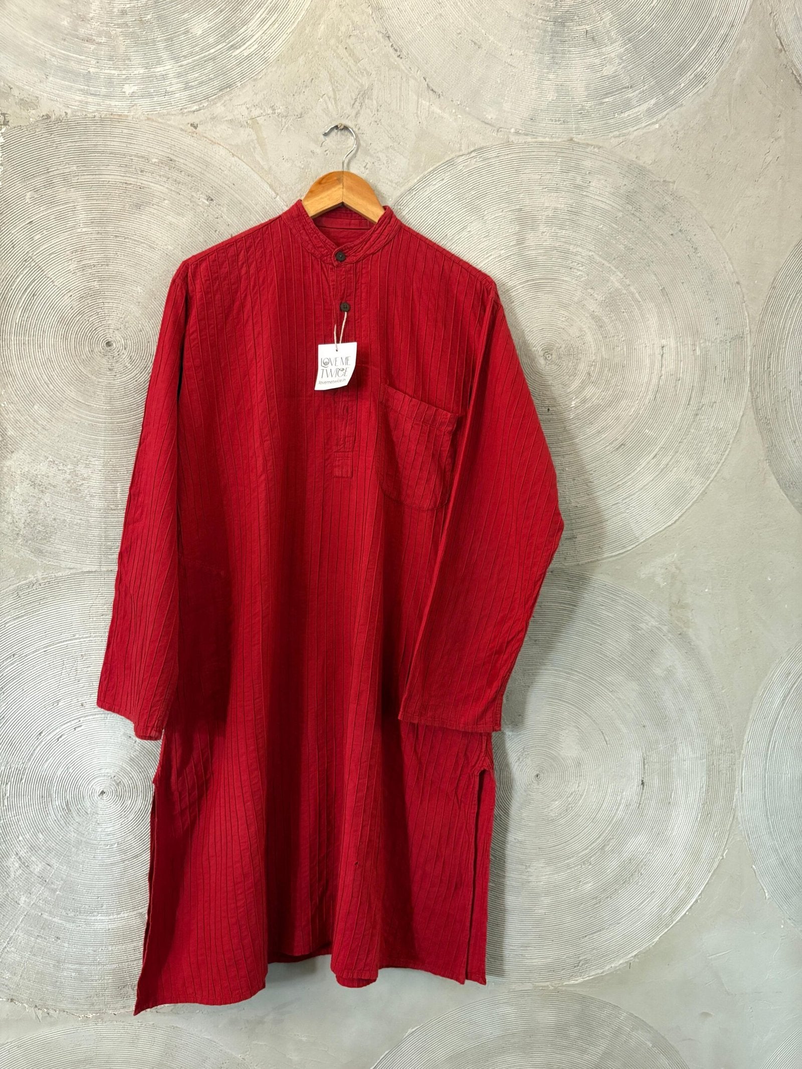 Red Pintuck Long Kurta