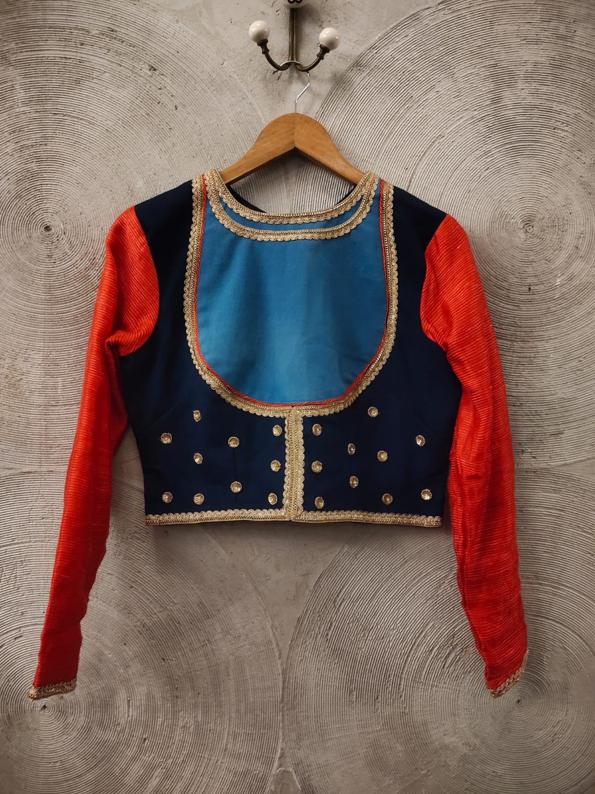DENIM DARZI - Red and Blue Full sleeves Top/Blouse