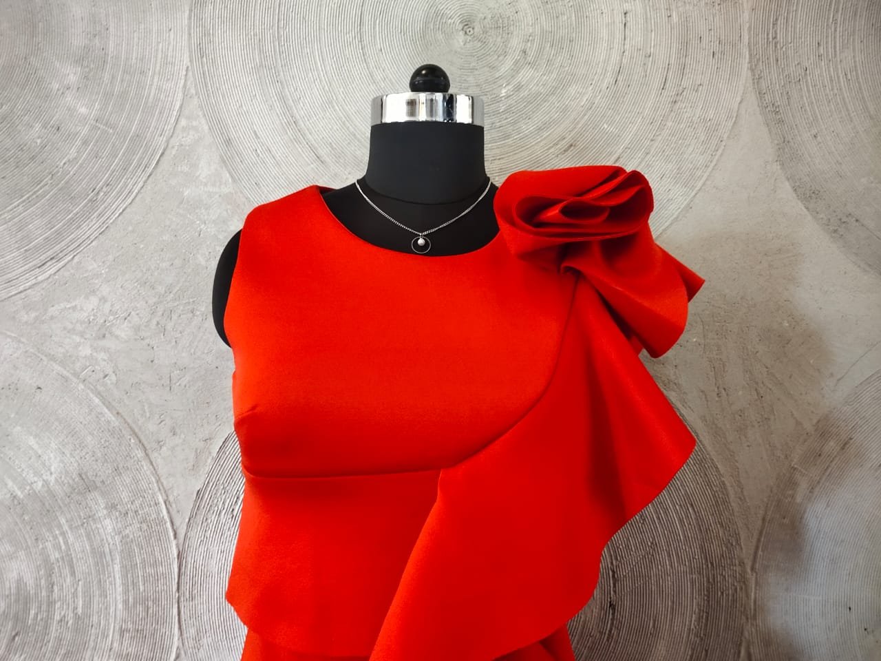 MISS Y- Red Ruffle Sleeveless Bodycon Long Party Pencil Midi Dress