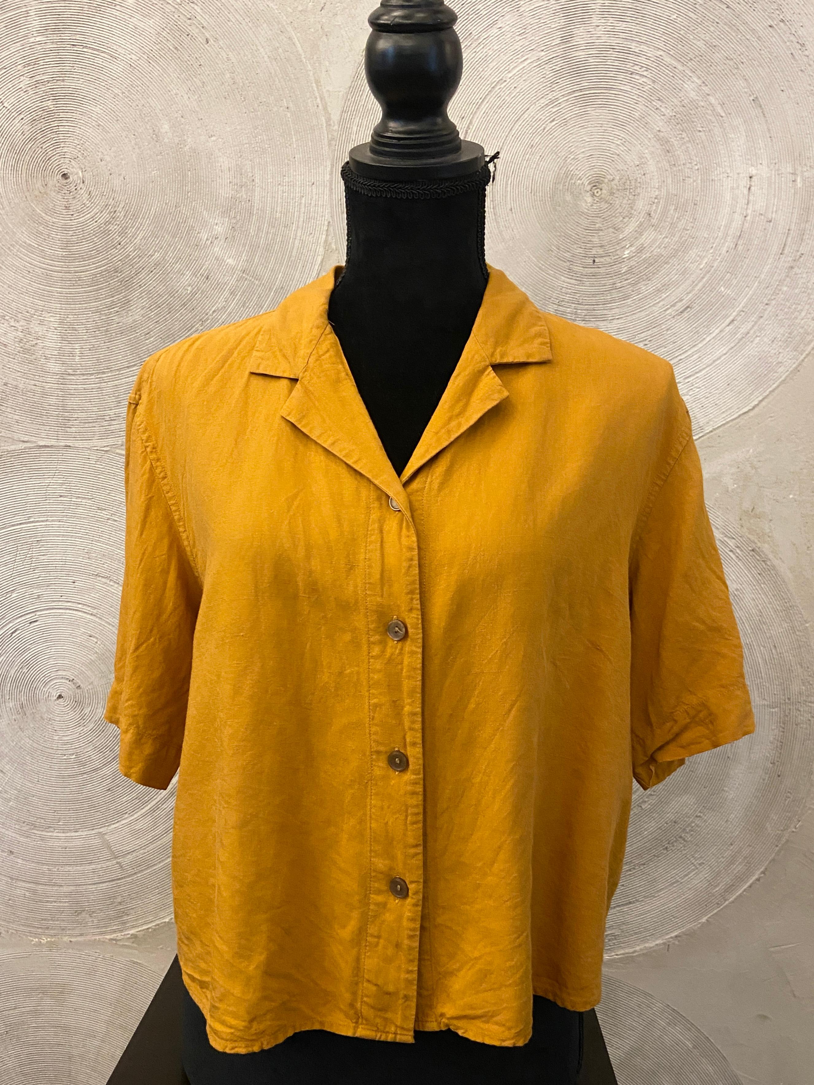 UNIQLO - Linen Blend Open Collar Button Down Short Sleeves Oversized Shirt